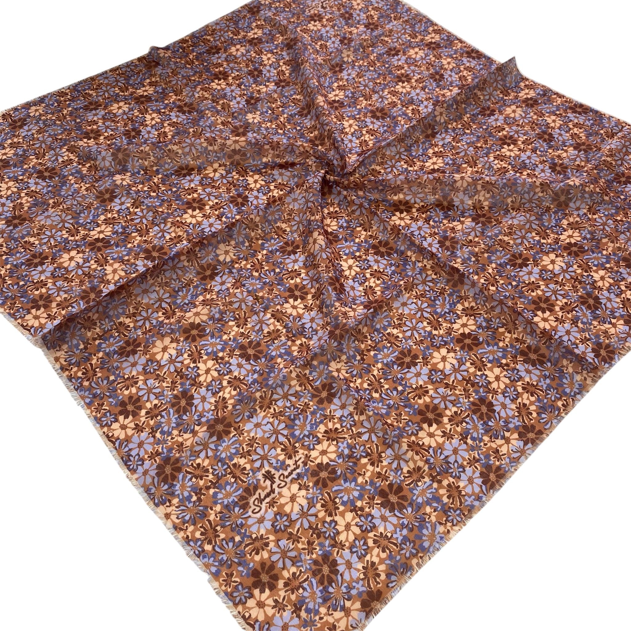 Shawl Secret Çiçek Desen Tülbent Kiremit 55011