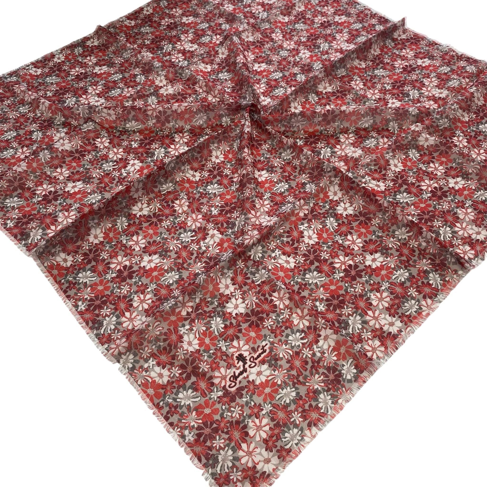 Shawl Secret Çiçek Desen Tülbent Kırmızı 55005