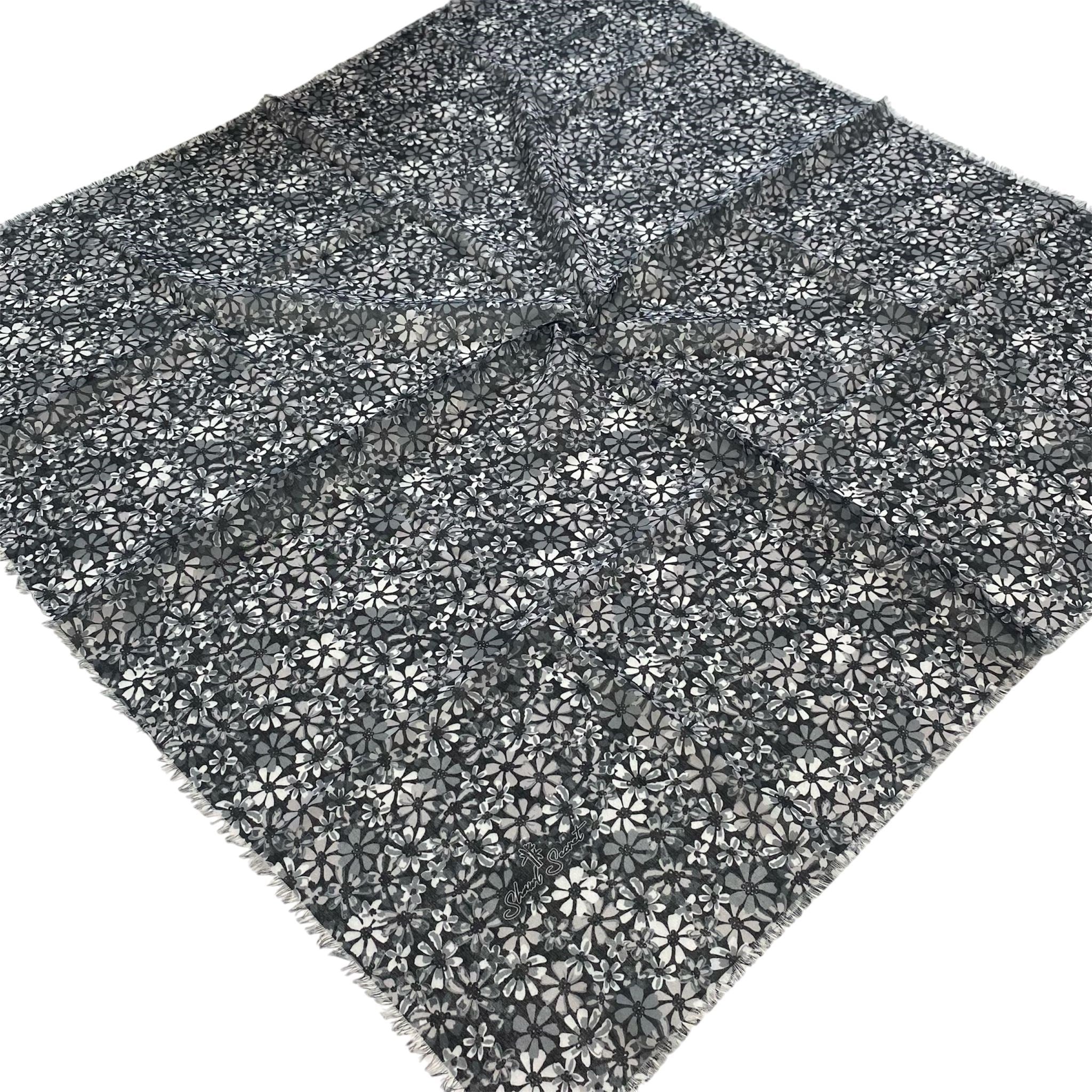 Shawl Secret Çiçek Desen Tülbent Siyah 55008