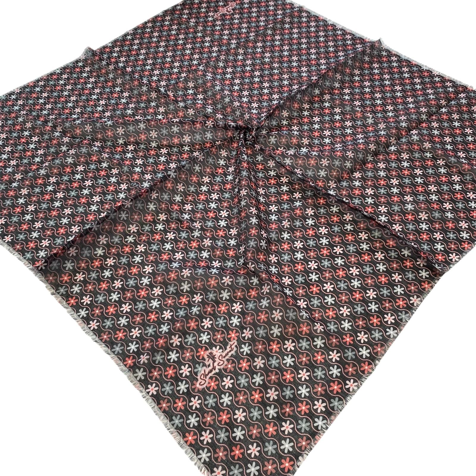 Shawl Secret Çiçek Desen Tülbent Siyah 54988