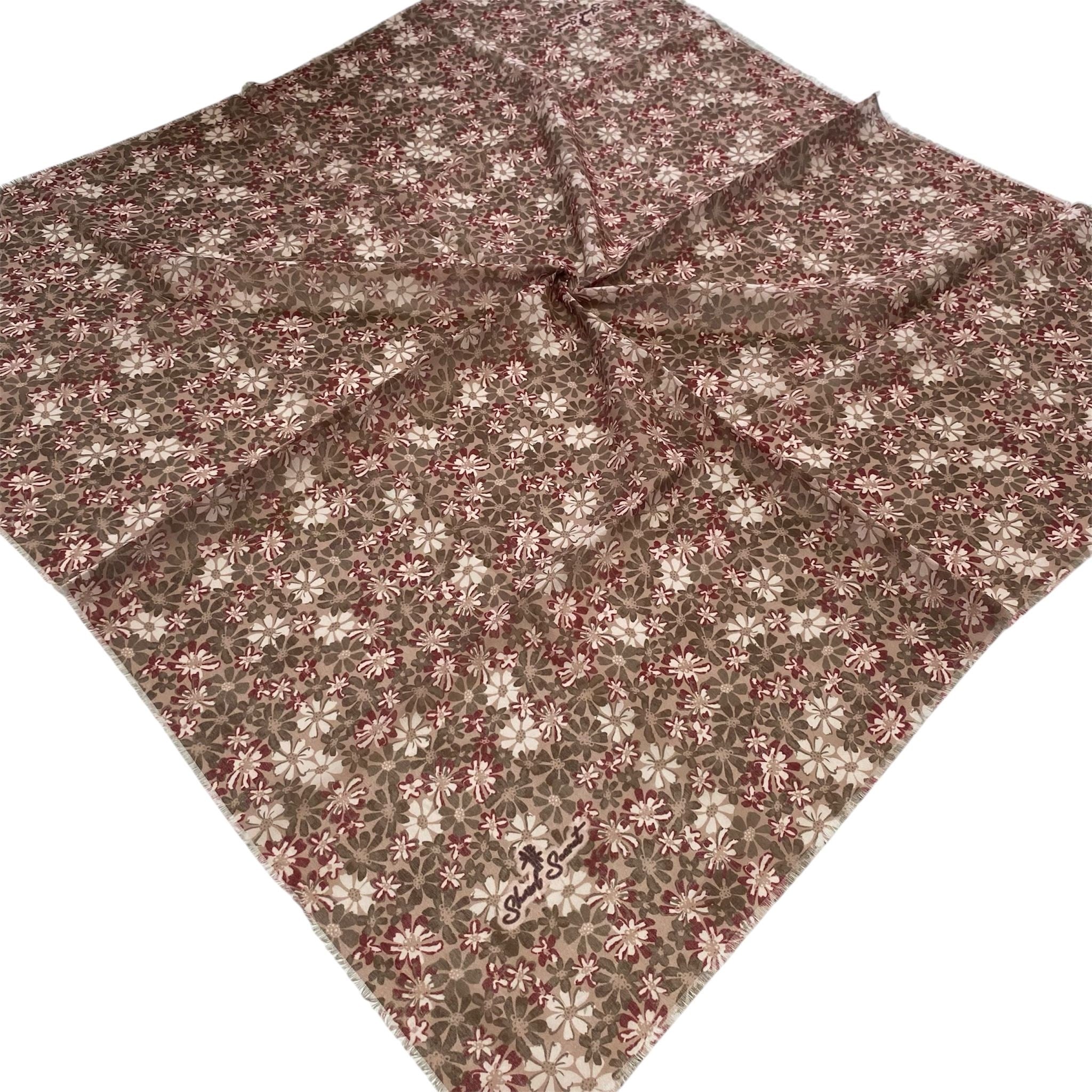 Shawl Secret Çiçek Desen Tülbent Vizon 55010