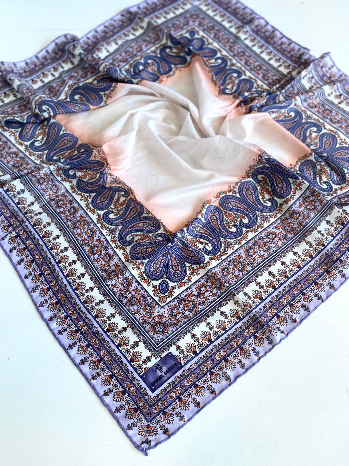Shawl Secret Dört Mevsim Etnik Desen Eşarp Mor - 49567