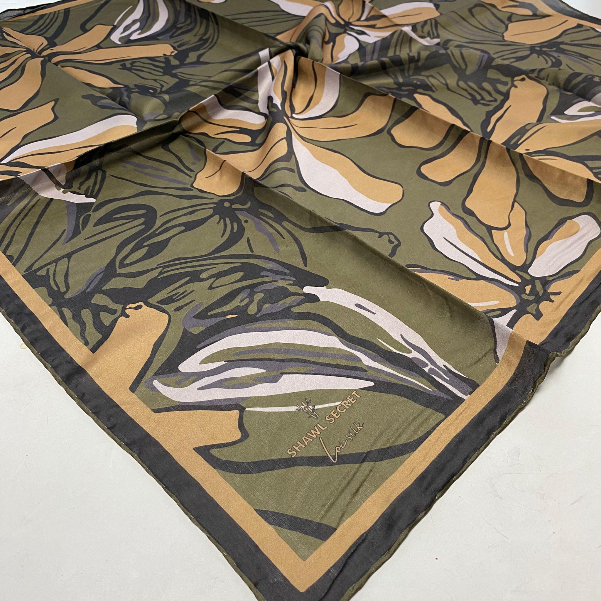 Shawl Secret Loi Silk İpeksi Eşarp Haki 53884