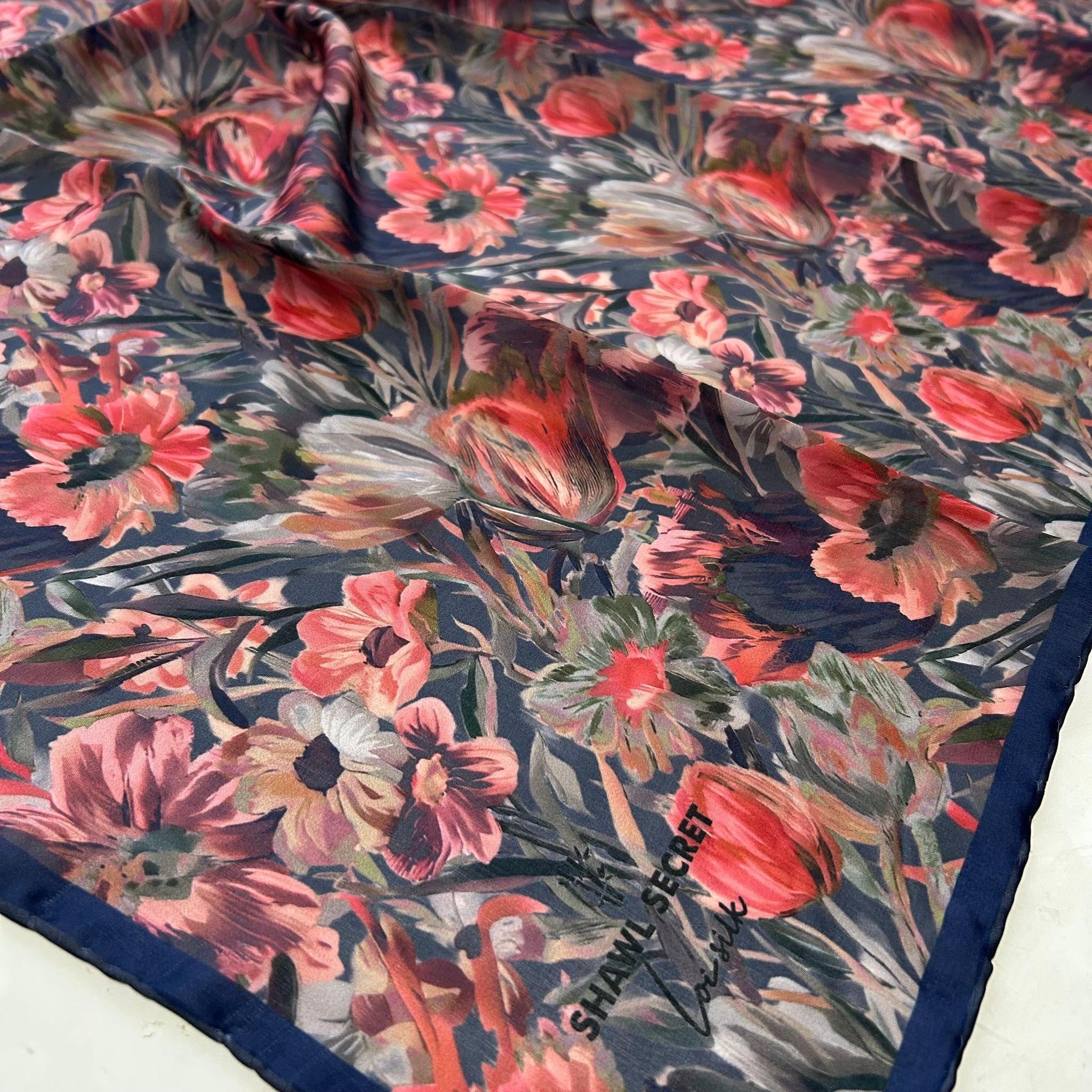 Shawl Secret Loi Silk İpeksi Eşarp Lacivert 54182