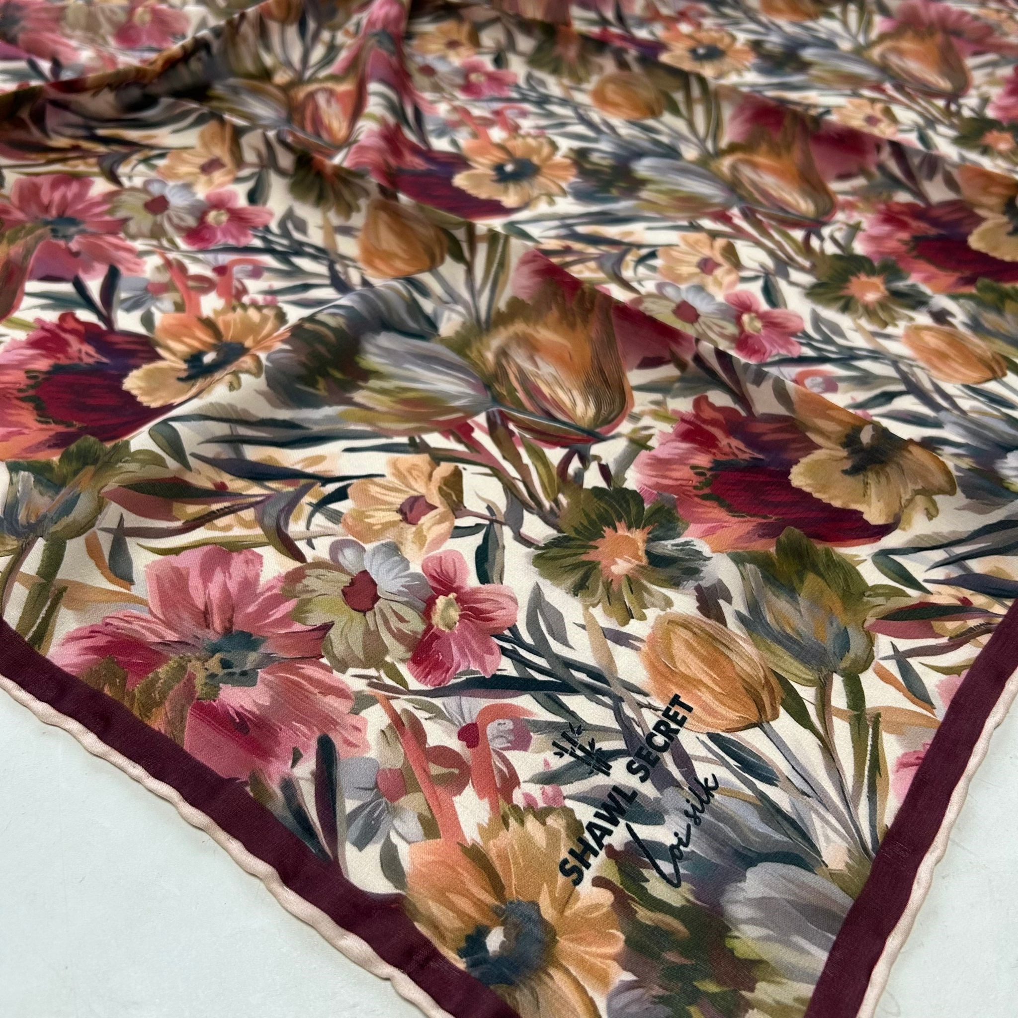 Shawl Secret Loi Silk İpeksi Eşarp Şarabi 54185