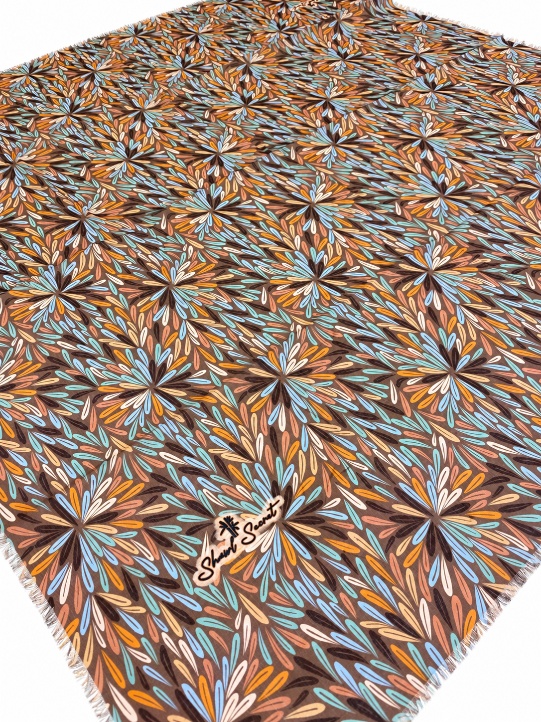 Shawl Secret Tülbent Turkuaz Soyut Desen