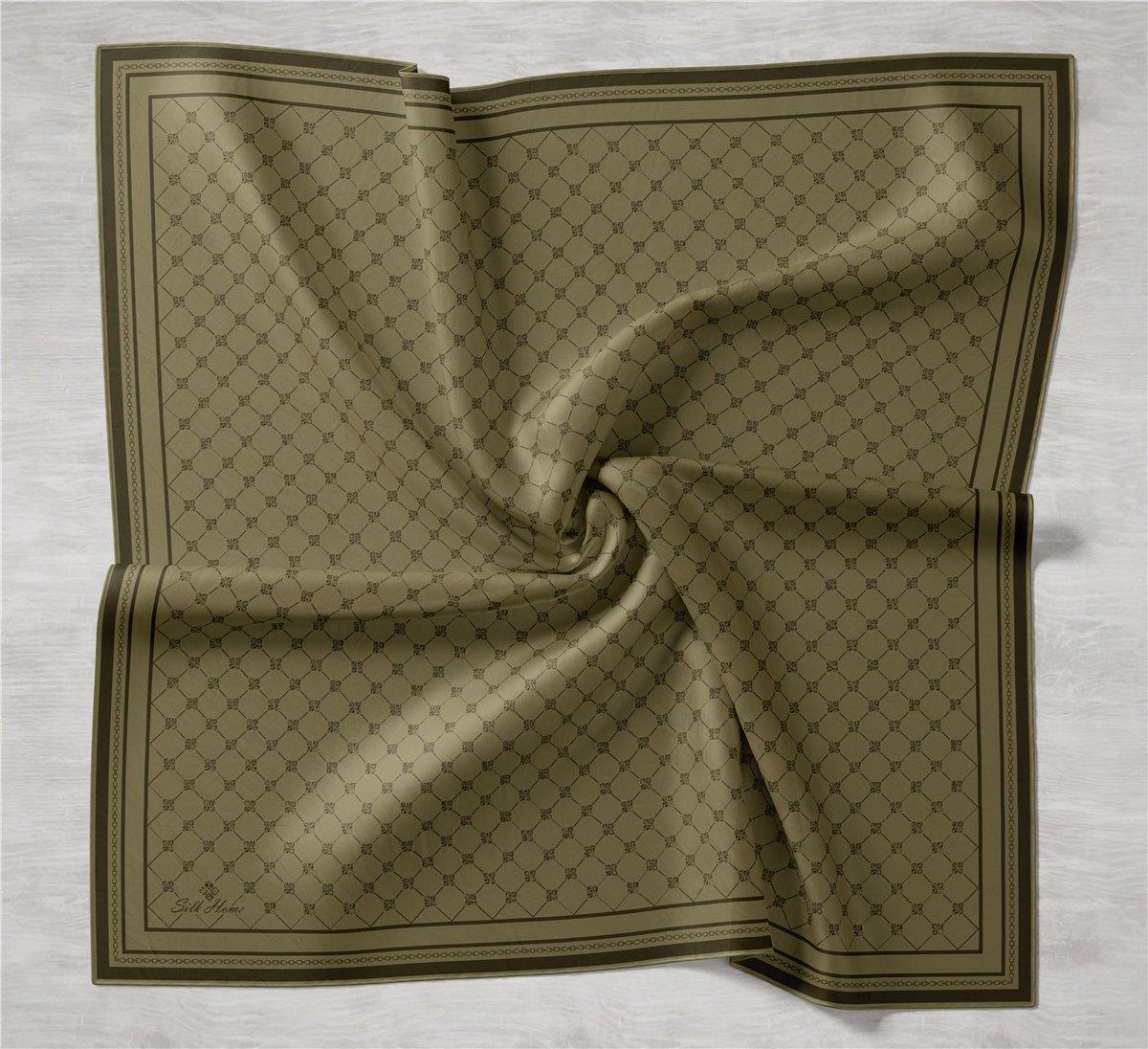 Silk Home Haki Yeşil Karışık Desen Tivil İpek Eşarp IST 11393-12