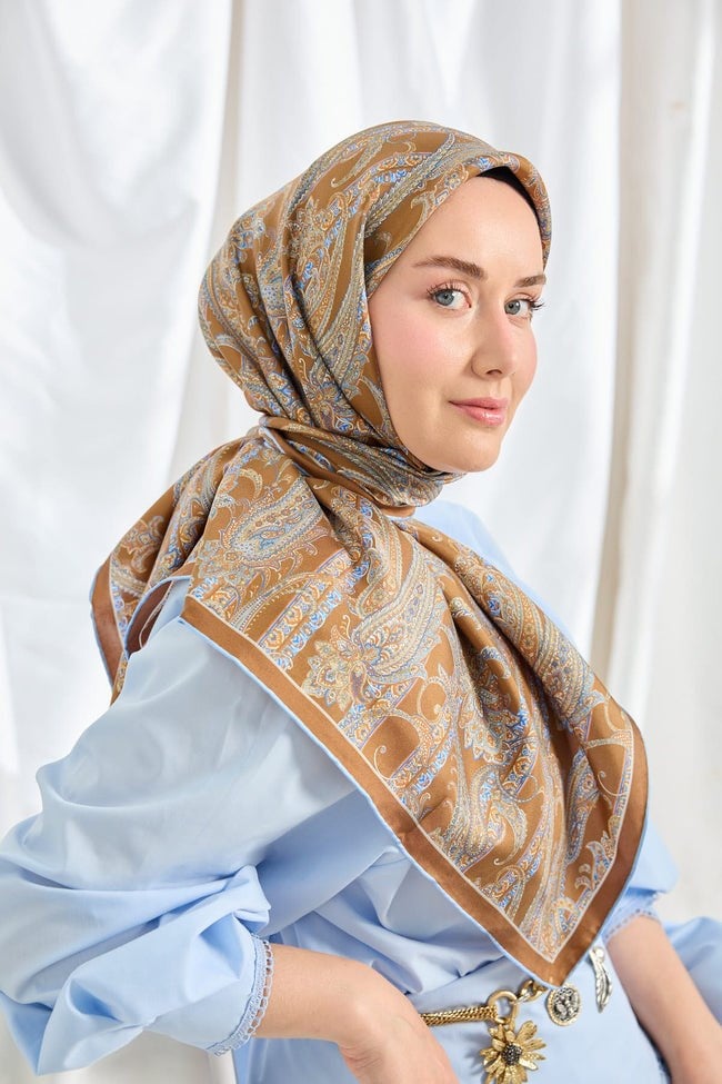 Silk Home İpek Eşarp Ottoman Paisley Karamel
