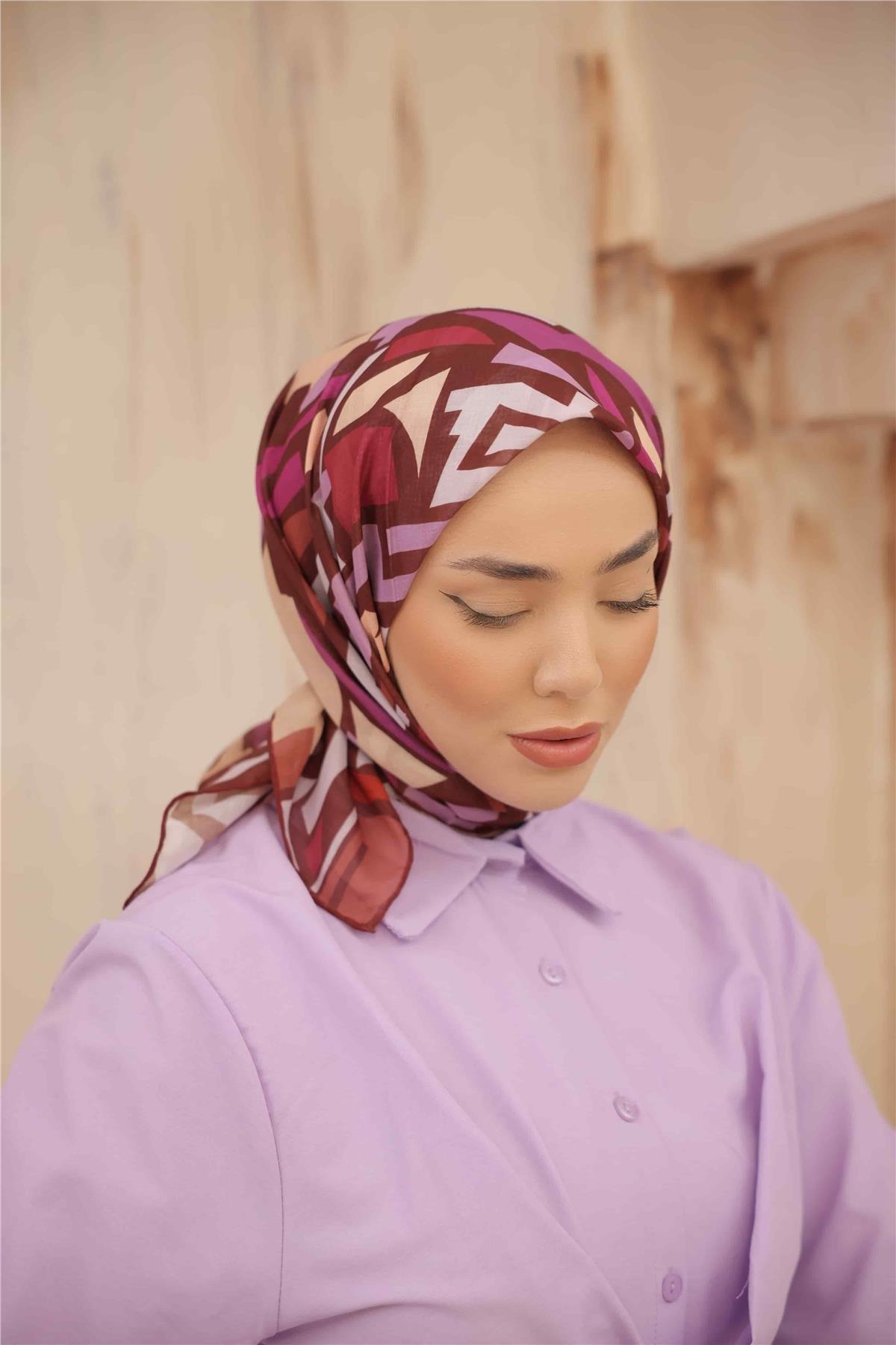 Silk Home Kahverengi Karışık Desen Soft Eşarp 35483