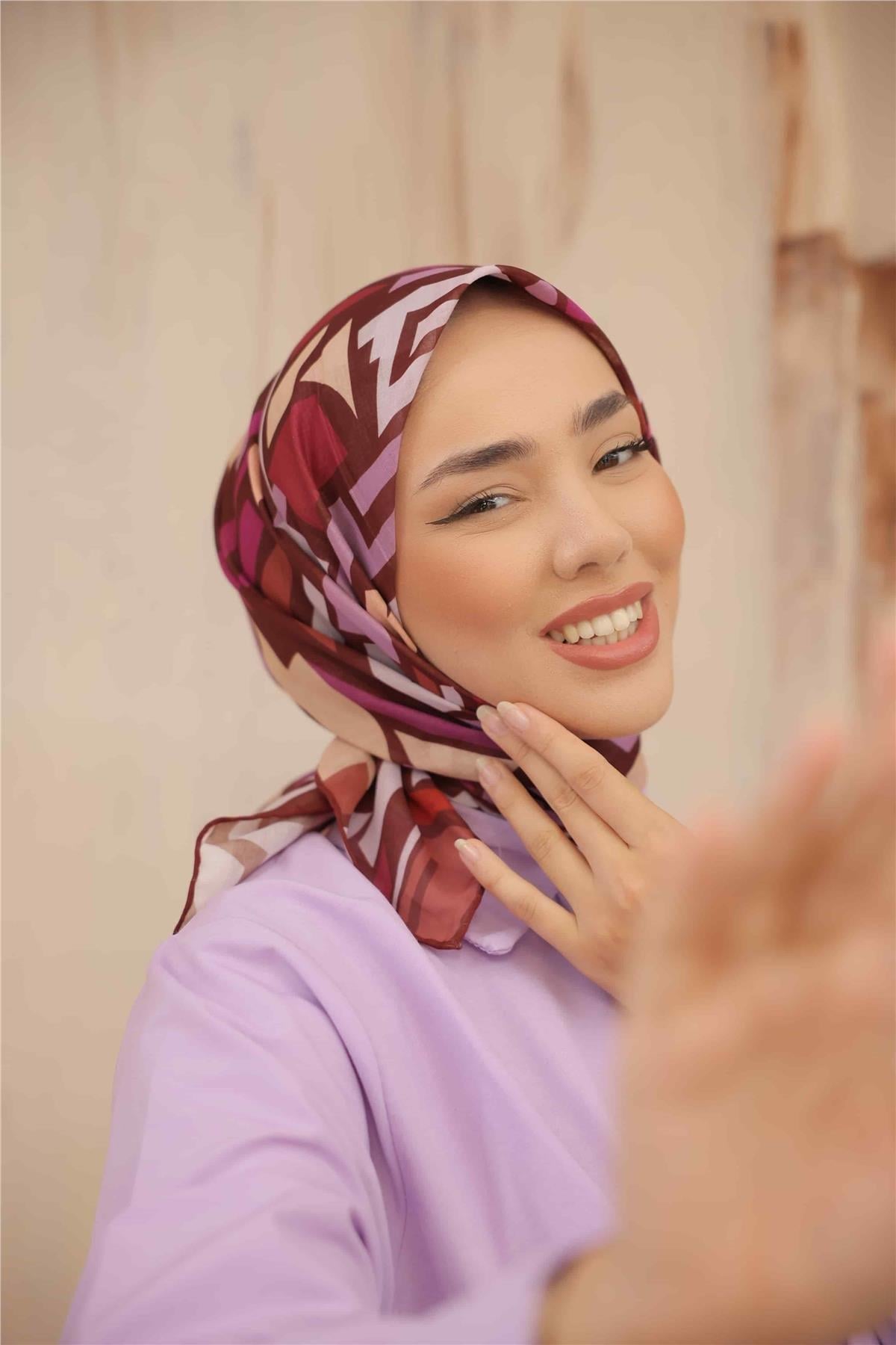 Silk Home Kahverengi Karışık Desen Soft Eşarp 35483