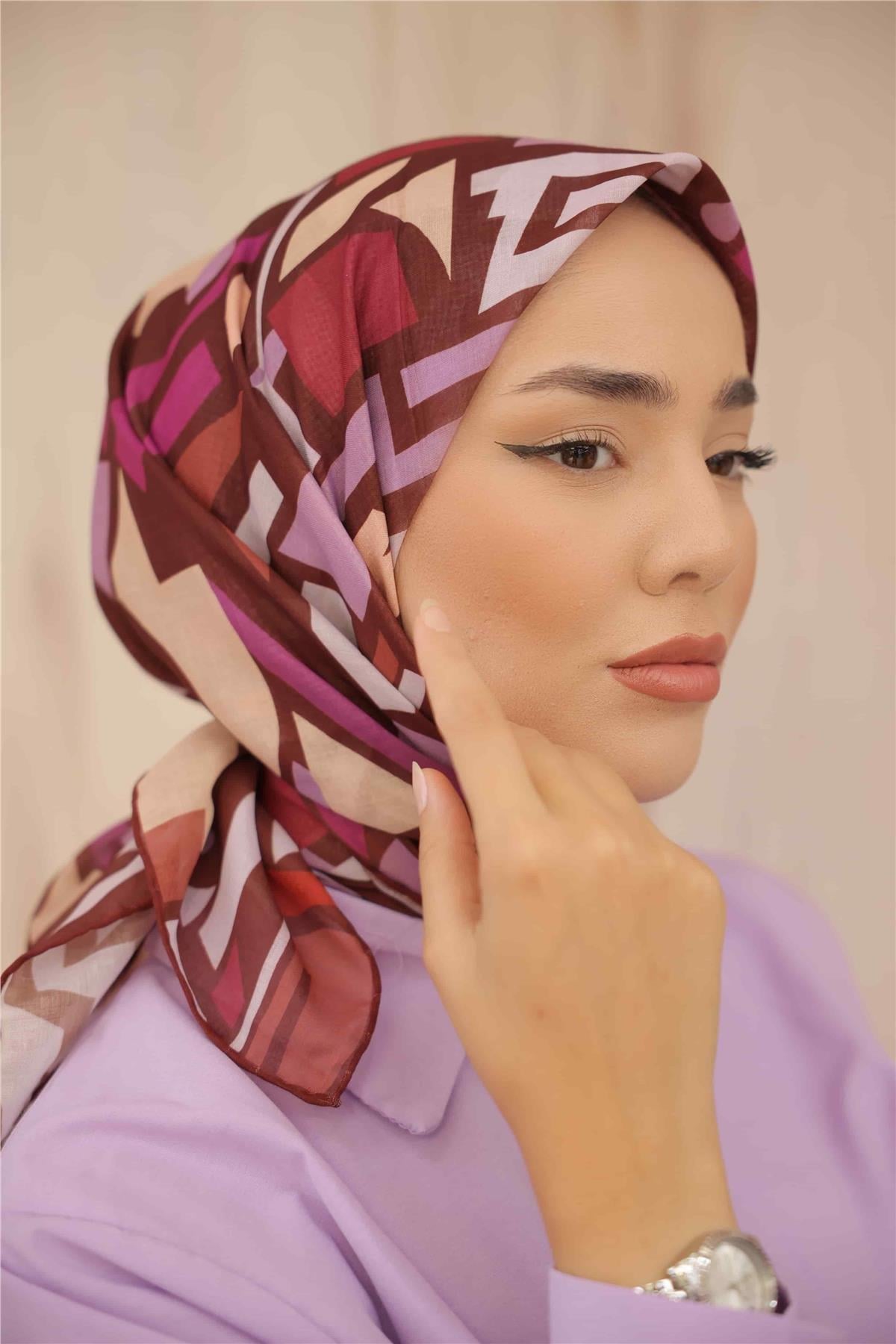 Silk Home Kahverengi Karışık Desen Soft Eşarp 35483