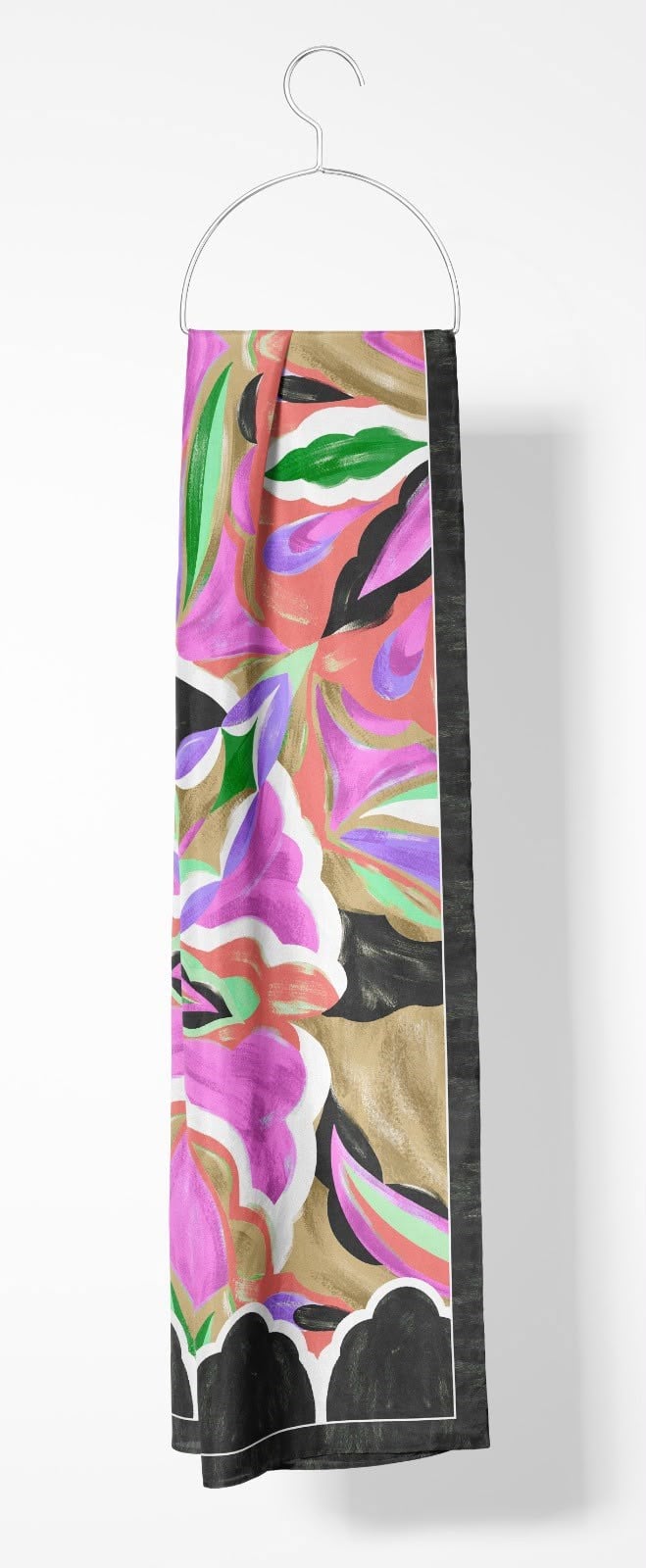 Silk Home Mayda Şal IST 81001  - 12 Siyah - Fuşya Soyut Desen