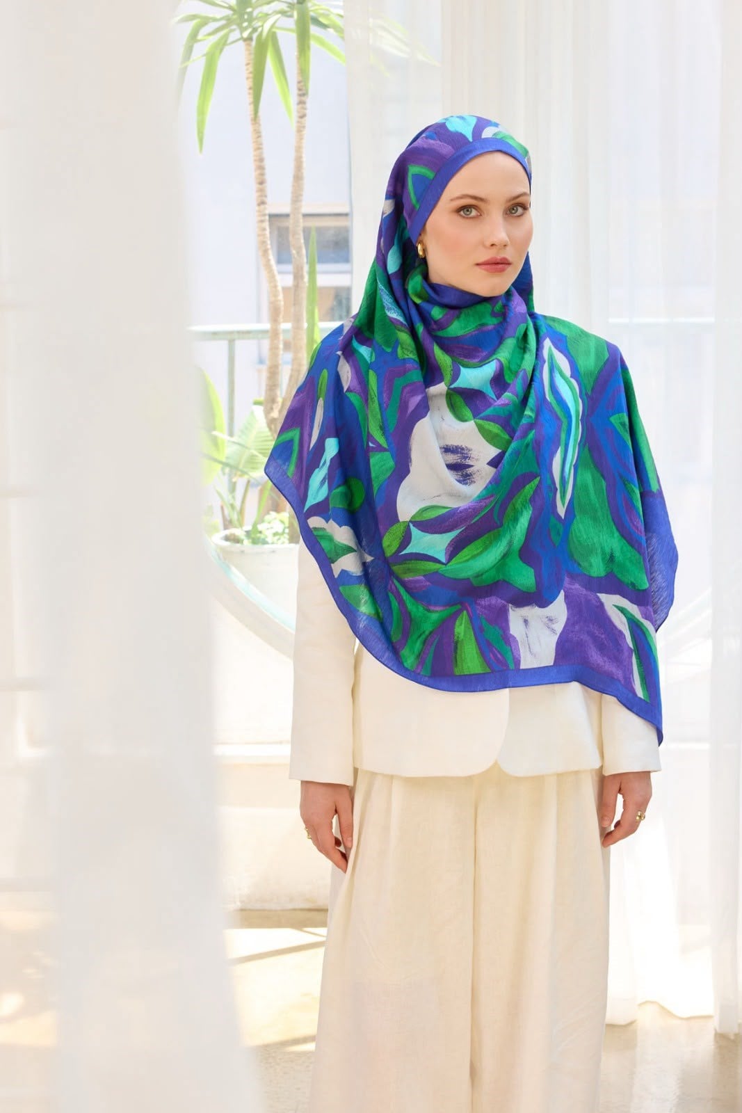 Silk Home Mayda Şal IST 81001  - 3 Sax Mavisi Soyut Desen