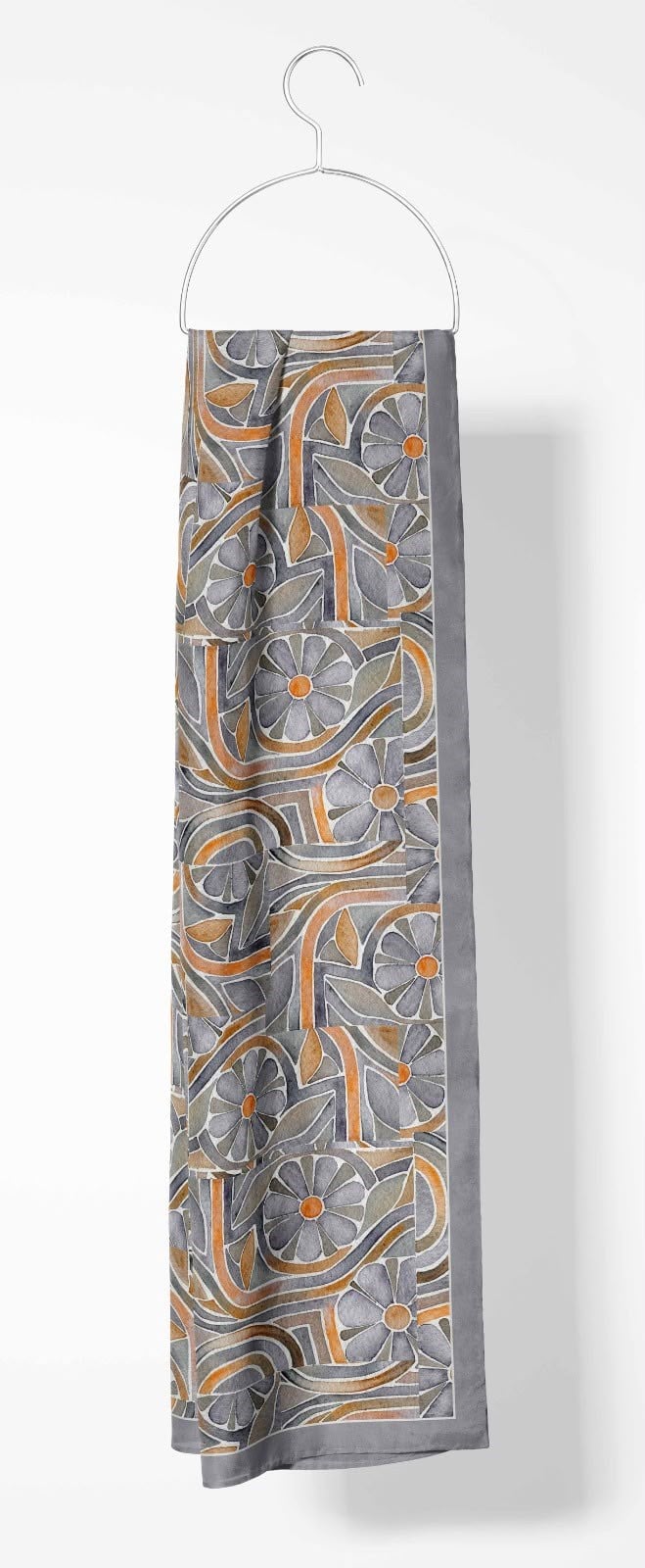 Silk Home Mayda Şal IST 81002 - 2 Gri -  Turuncu Soyut Desen