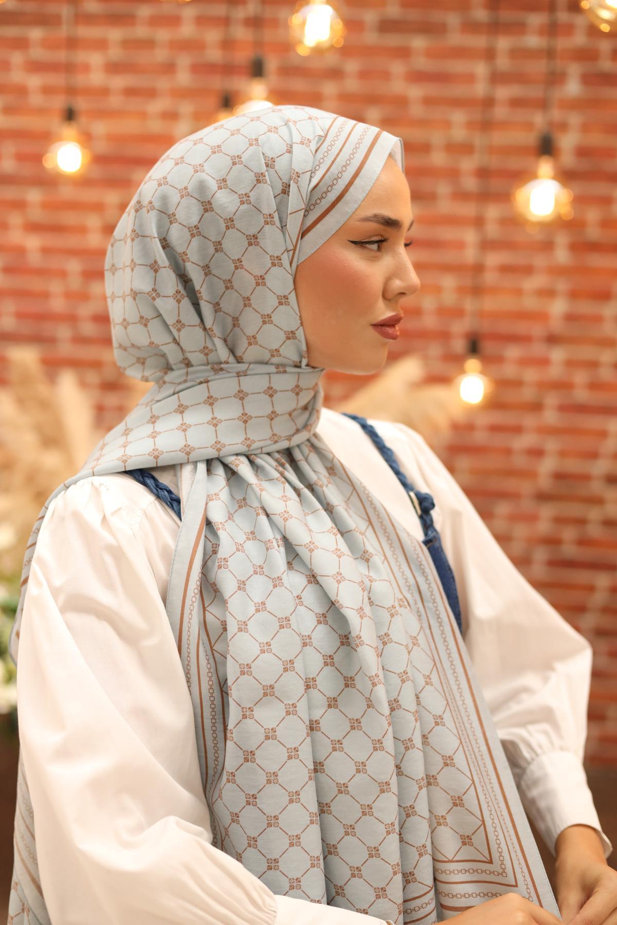Silk Home Olinda Şal 49005-07 Mavi, Taba