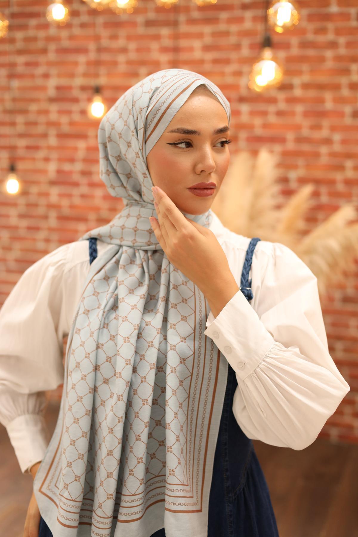Silk Home Olinda Şal 49005-07 Mavi, Taba