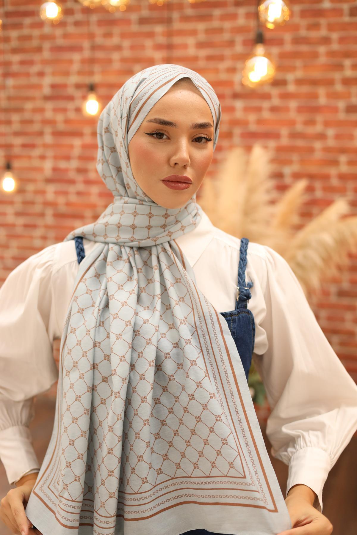 Silk Home Olinda Şal 49005-07 Mavi, Taba