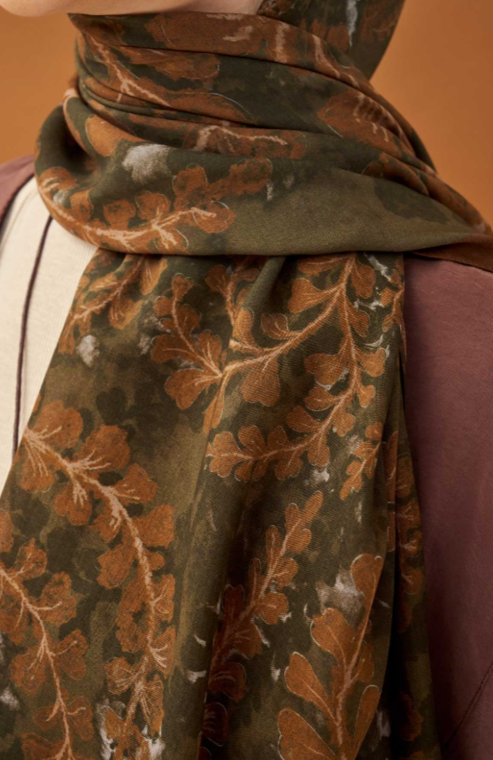 Silk Home Riva Şal Spring Blossoms Koyu Kahve