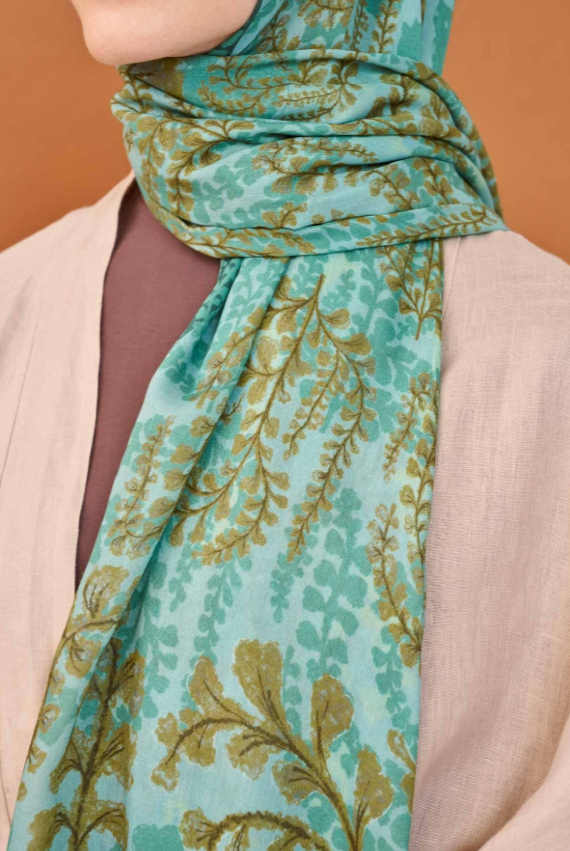 Silk Home Riva Şal Spring Blossoms  Mint Yeşili