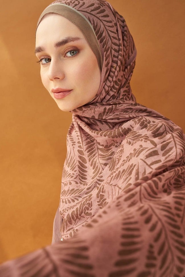 Silk Home Riva Şal Tencel Boston Fern Pudra Vizon