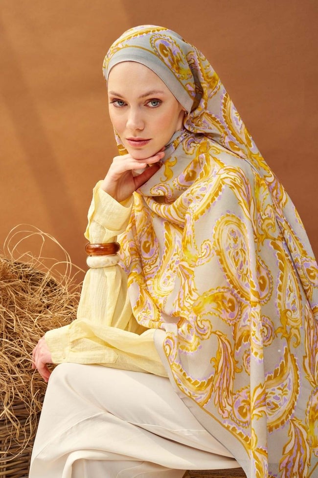 Silk Home Riva Şal Tencel Paisley Gri