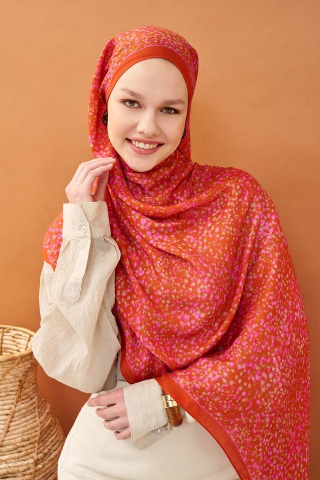 Silk Home Riva Şal Tencel Secret Garden Mercan