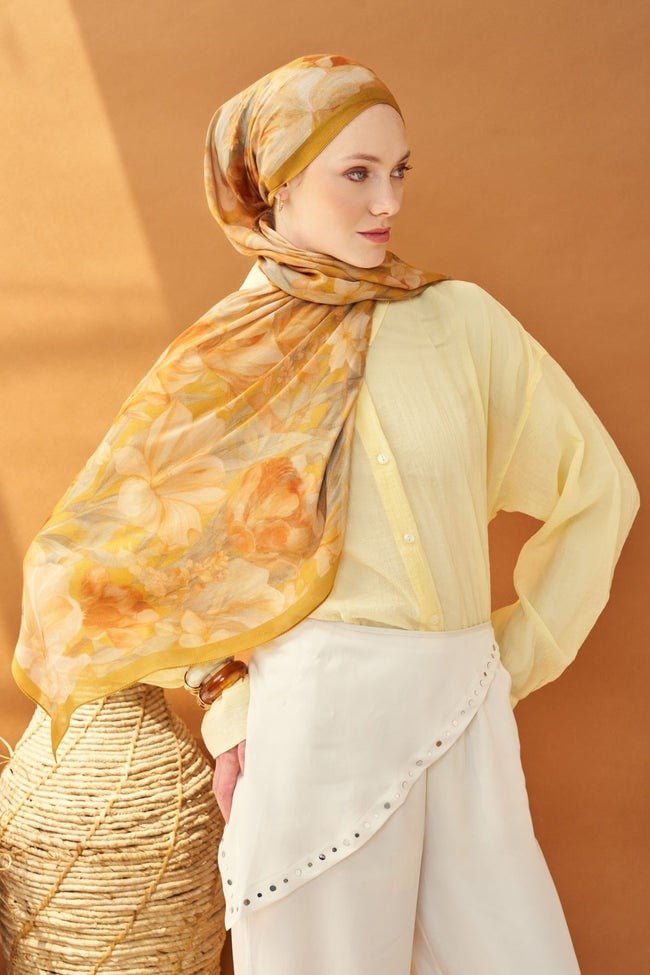 Silk Home Riva Şal Tencel Wild Flower Altın Sarısı