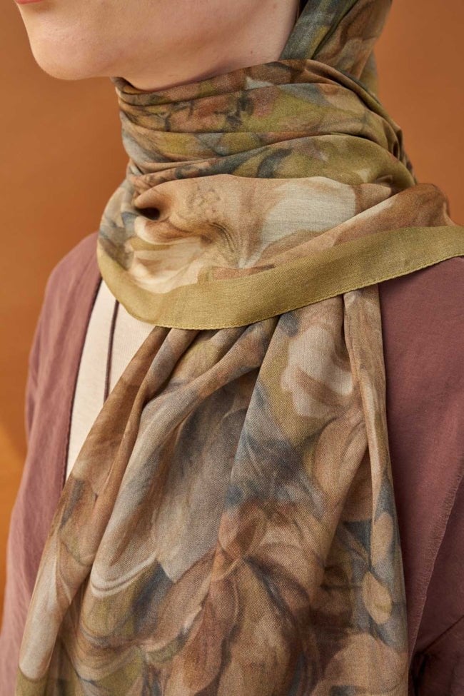 Silk Home Riva Şal Tencel Wild Flower Küf Yeşili