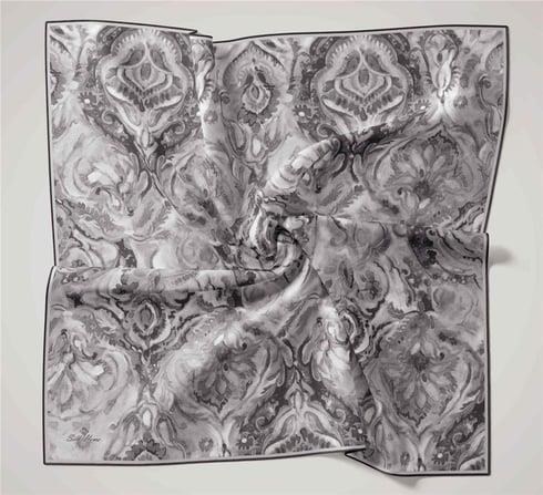 Silk Home Saf Tivil İpek Eşarp 11465 - 05 Füme - Gri Batik Desen 