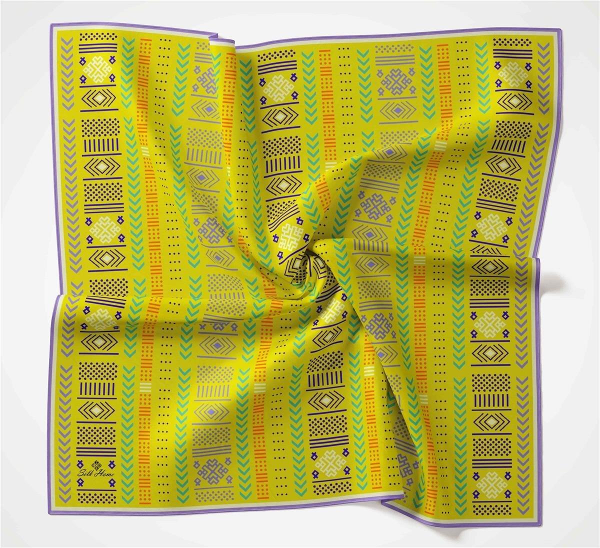 Silk Home Soft Eşarp 35670 Geometrik Desen Yağ Yeşili-Lila