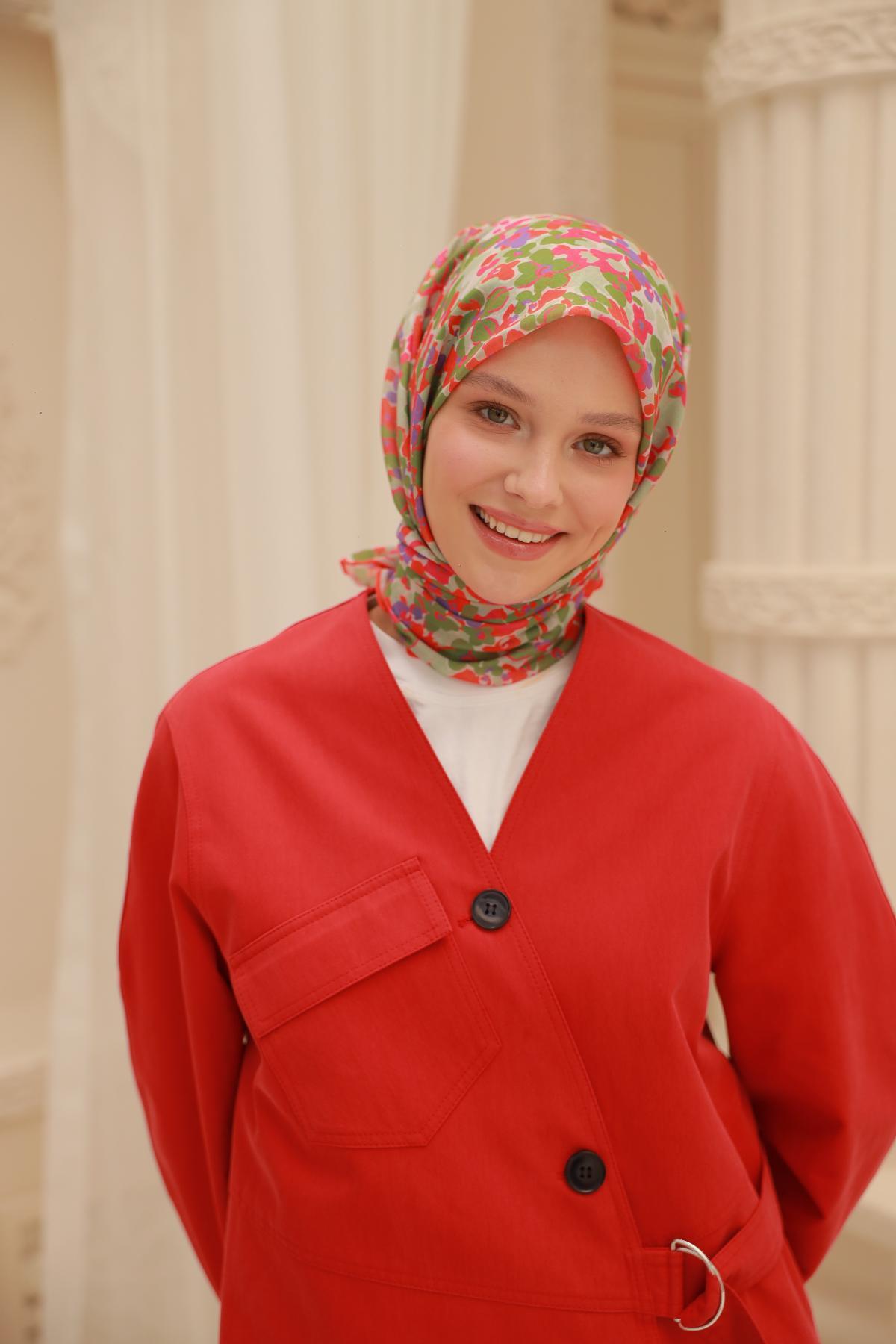 Silk Home Soft Eşarp 47308 Yeşil Karışık Desen 