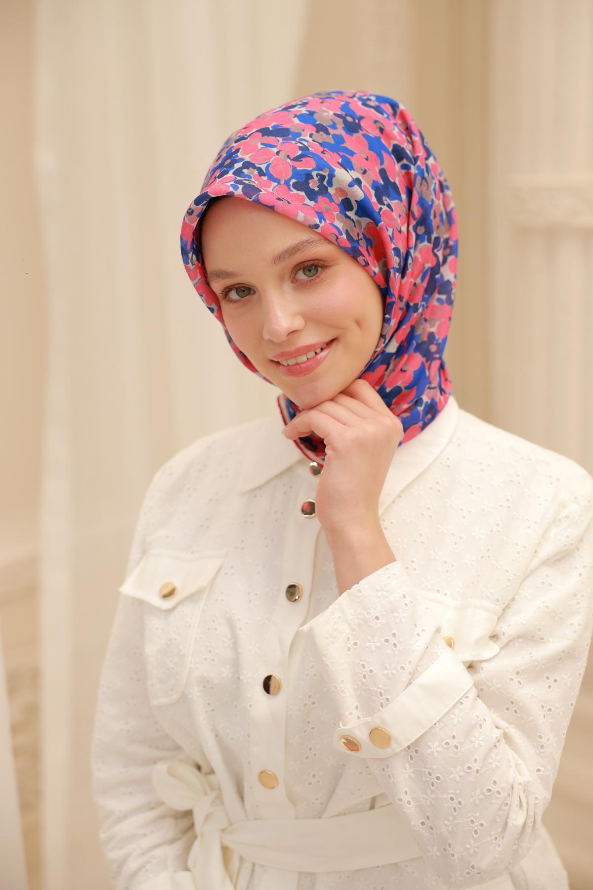Silk Home Soft Eşarp 47314 Mavi Karışık Desen 
