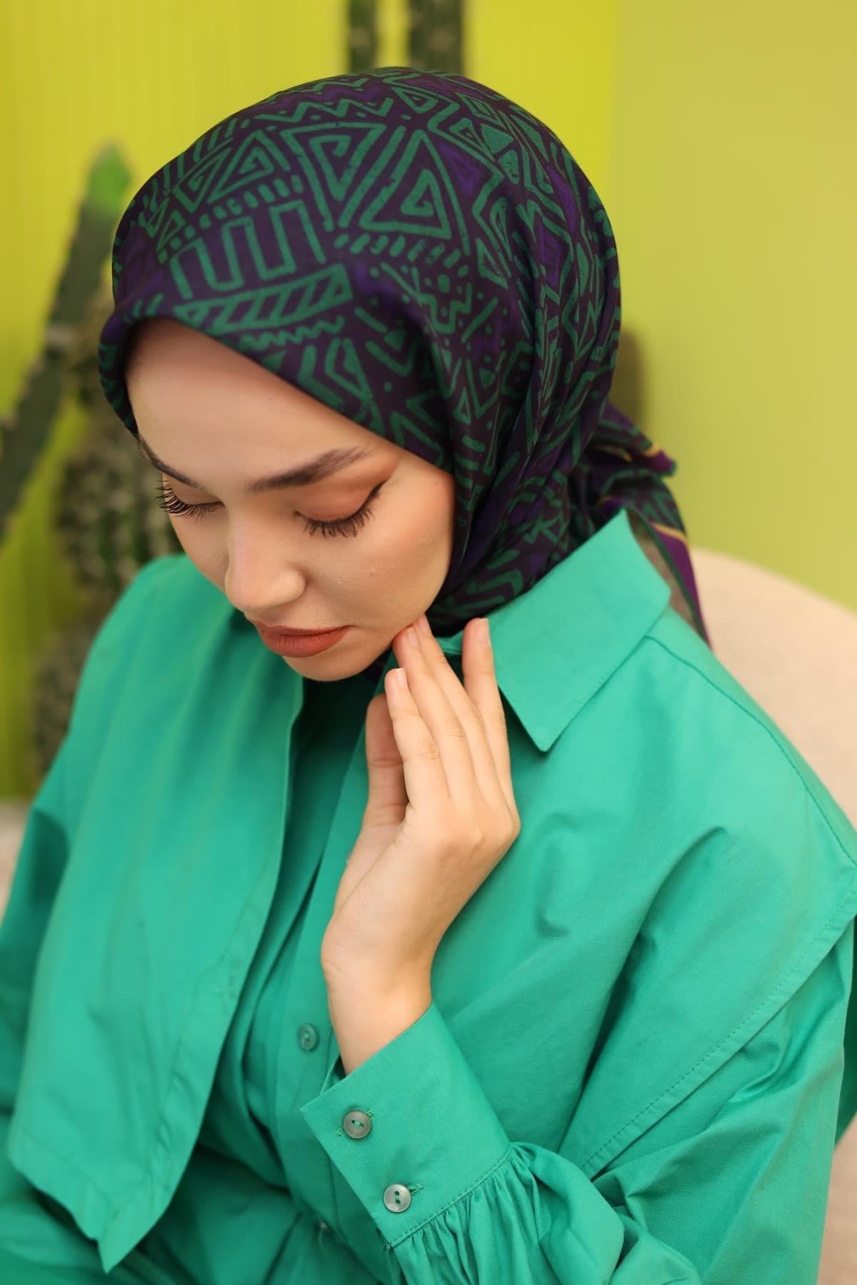 Silk Home Soft Eşarp 52793 Mor Karışık Desen 