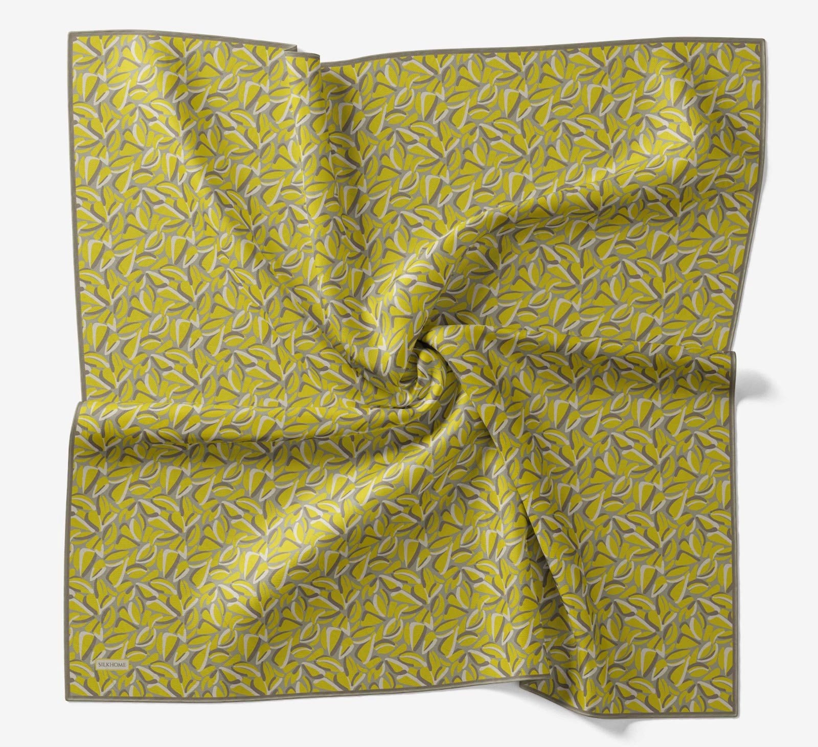 Silk Home Soft Eşarp  Çağla Yeşili Sarı  Geometrik Desen