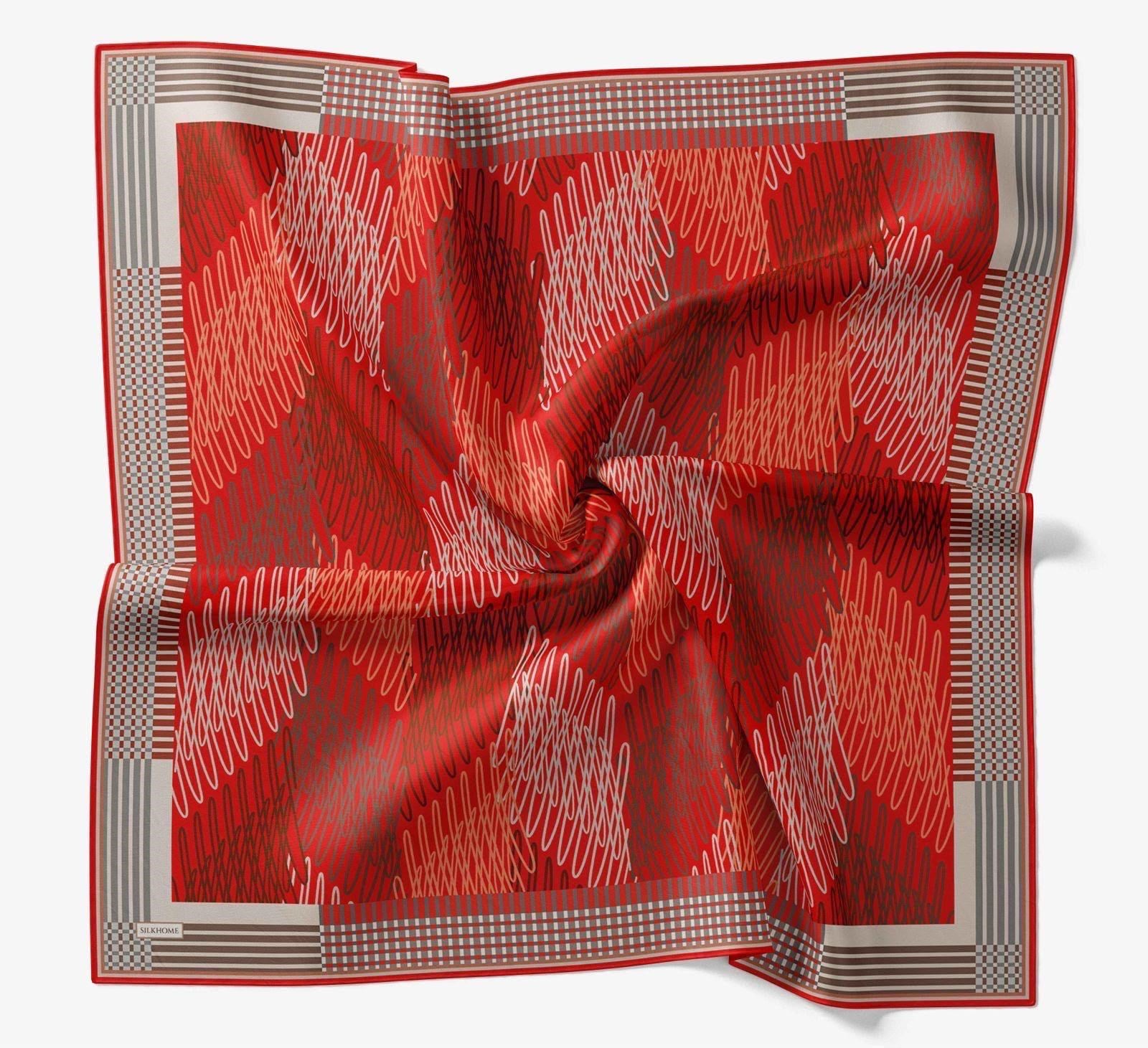 Silk Home Soft Eşarp Çizgi Desenli Kırmızı - Vizon