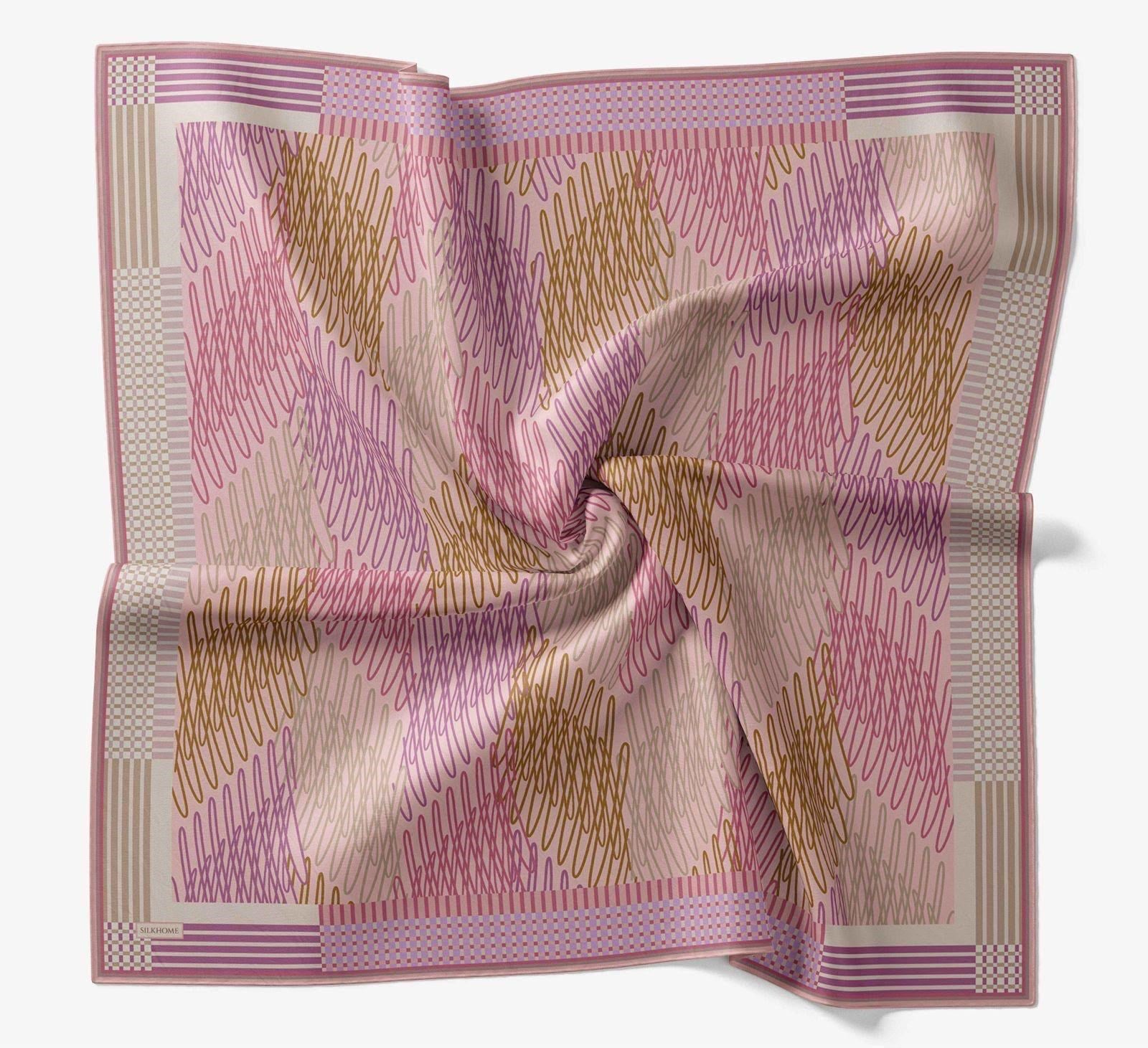 Silk Home Soft Eşarp Çizgi Desenli Pembe - Vizon