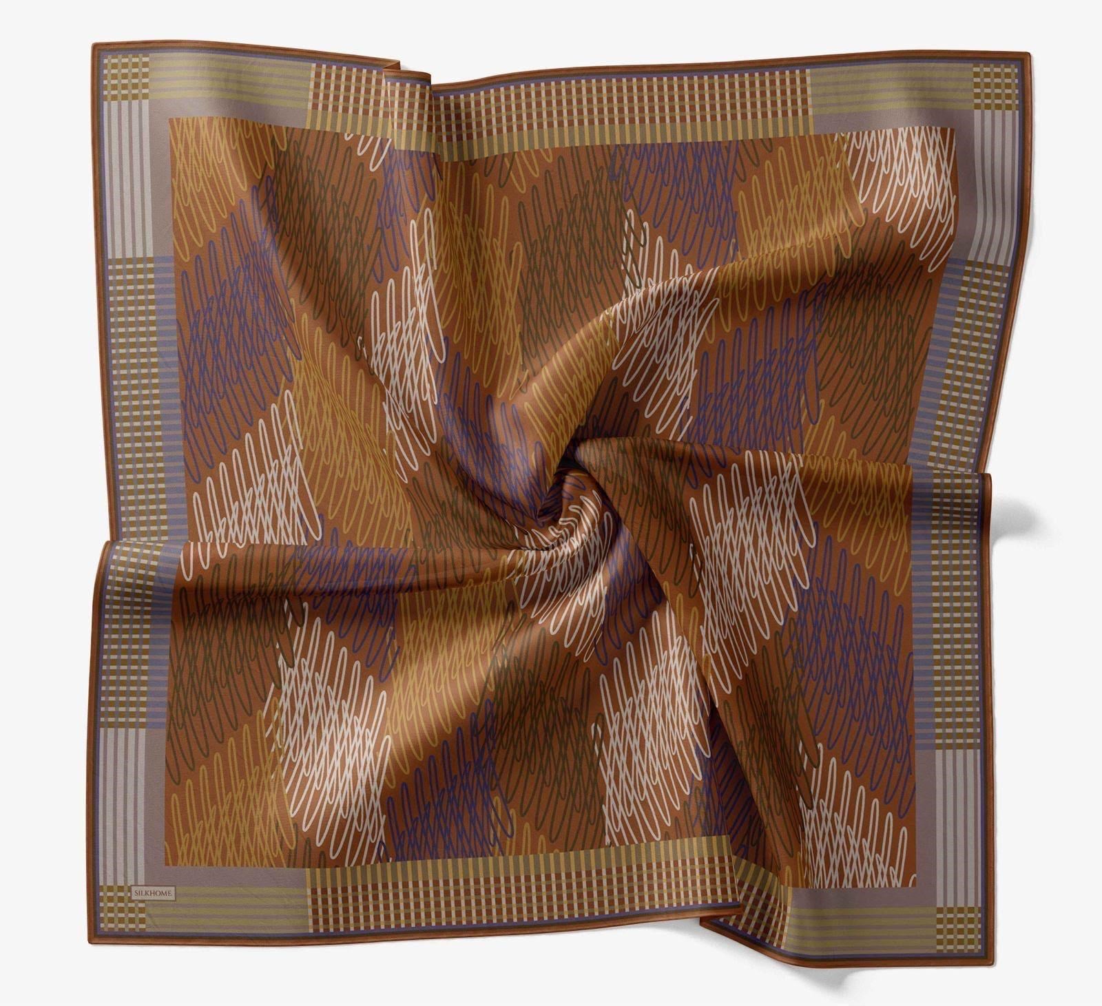 Silk Home Soft Eşarp Çizgi Desenli Turuncu - Gri 