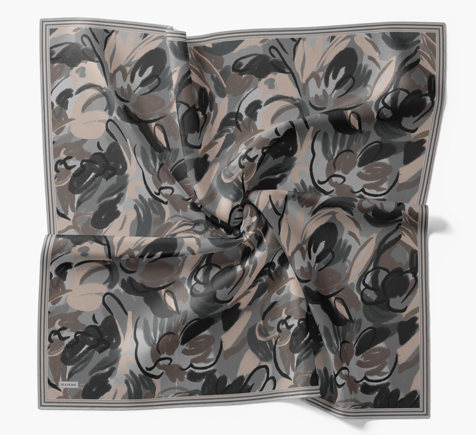 Silk Home Soft Eşarp Füme Soyut Desen