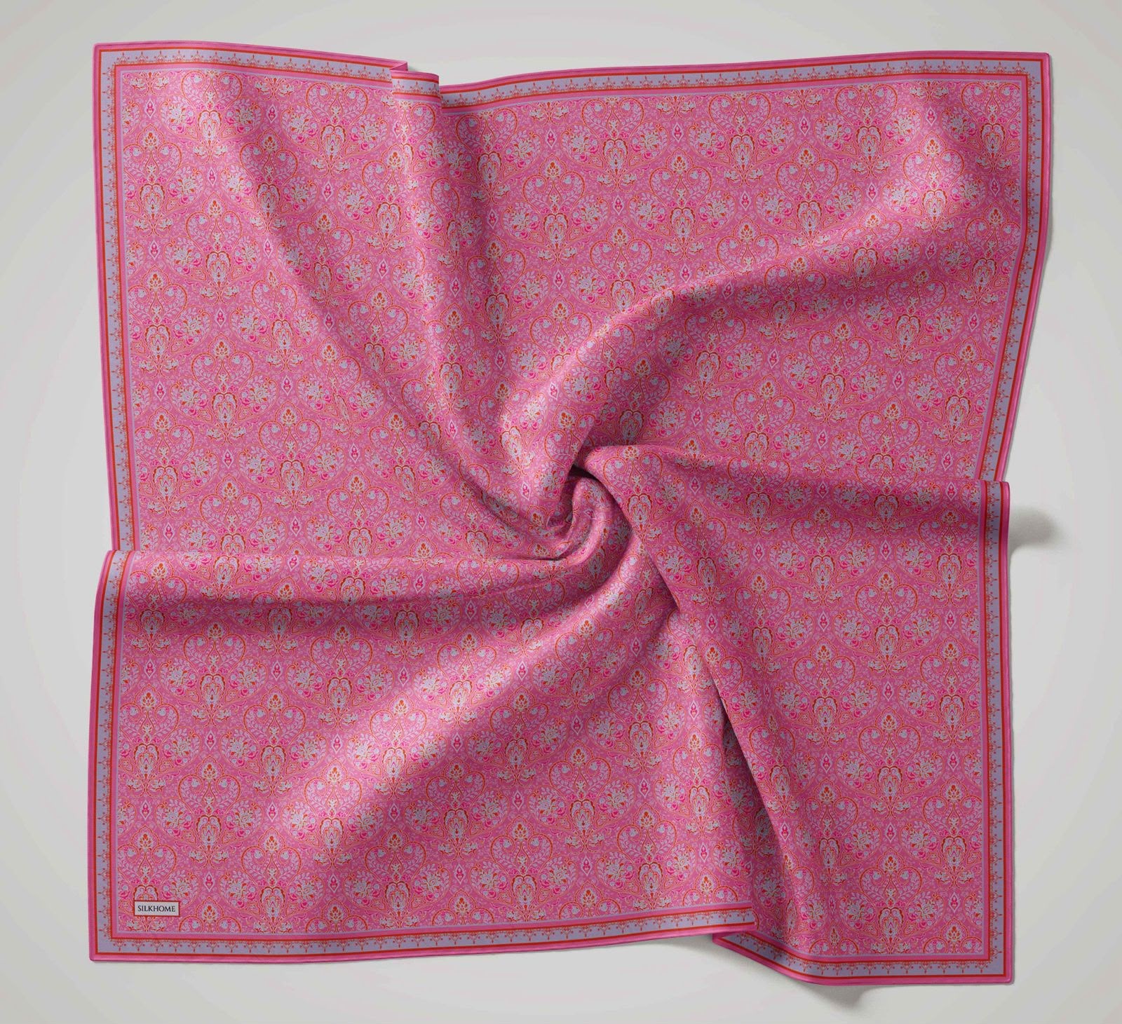 Silk Home Soft Eşarp Fuşya Turuncu Vintage Desen