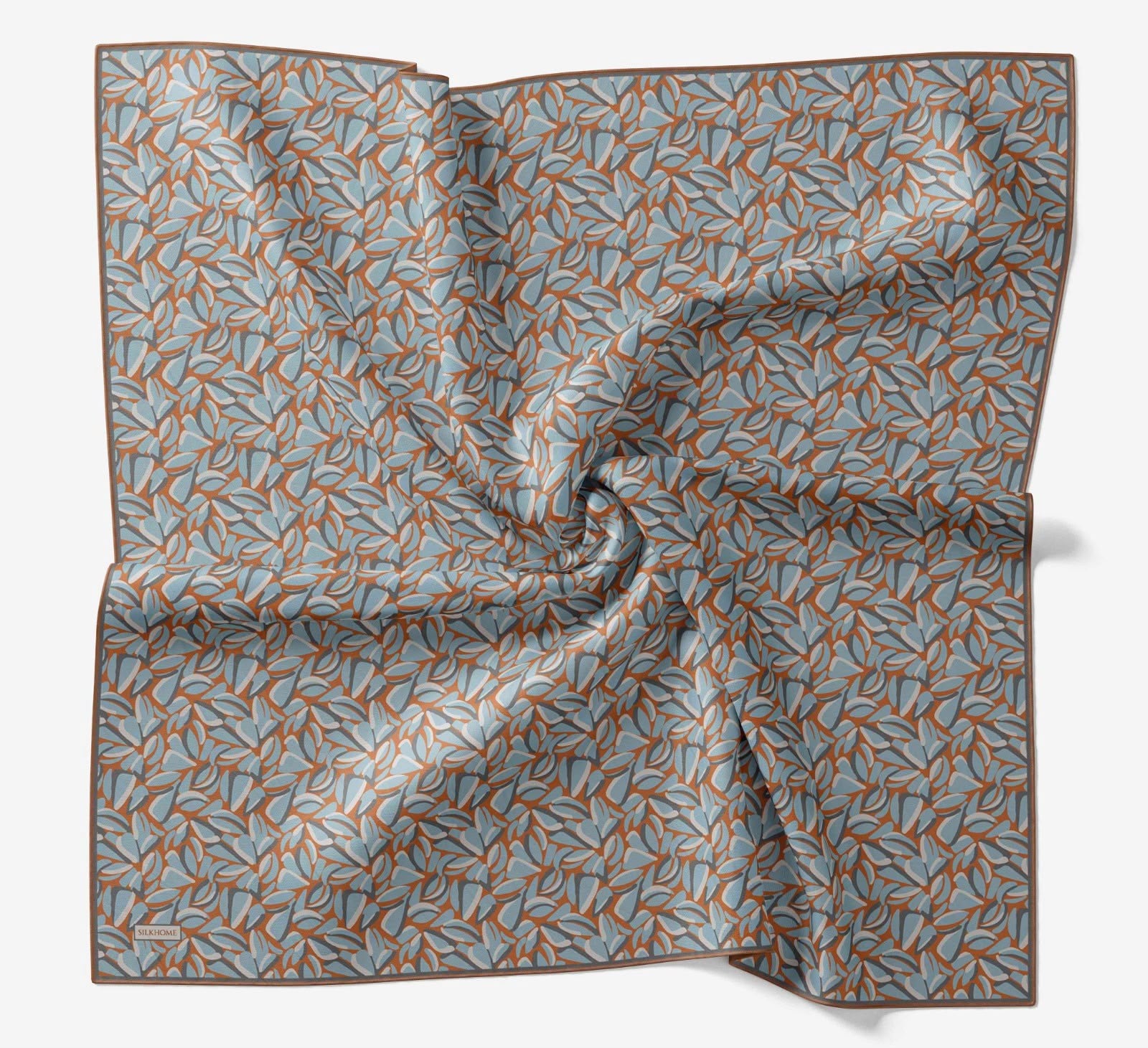 Silk Home Soft Eşarp Mavi Turuncu  Geometrik Desen