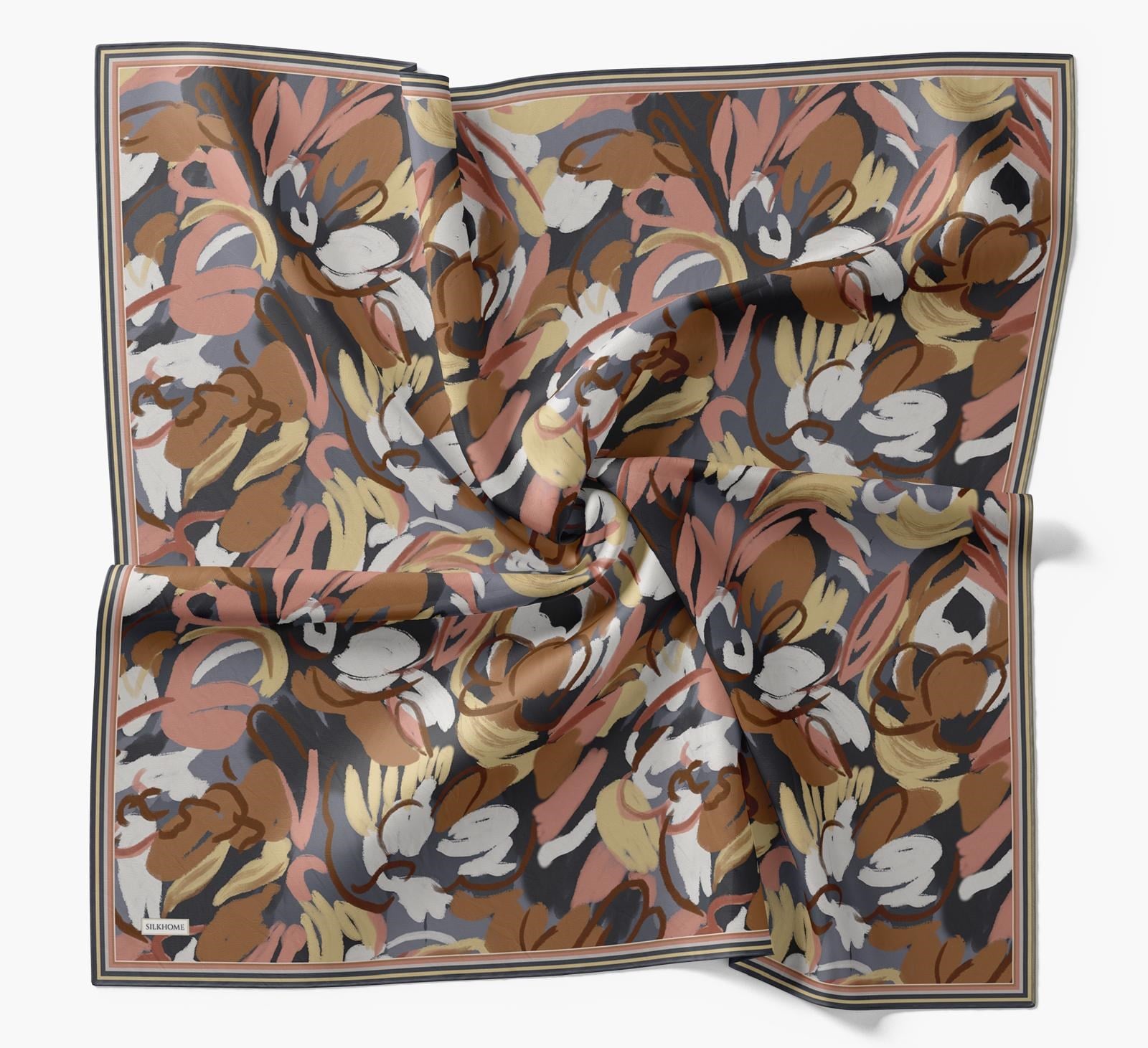 Silk Home Soft Eşarp Metalik Gri Soyut Desen