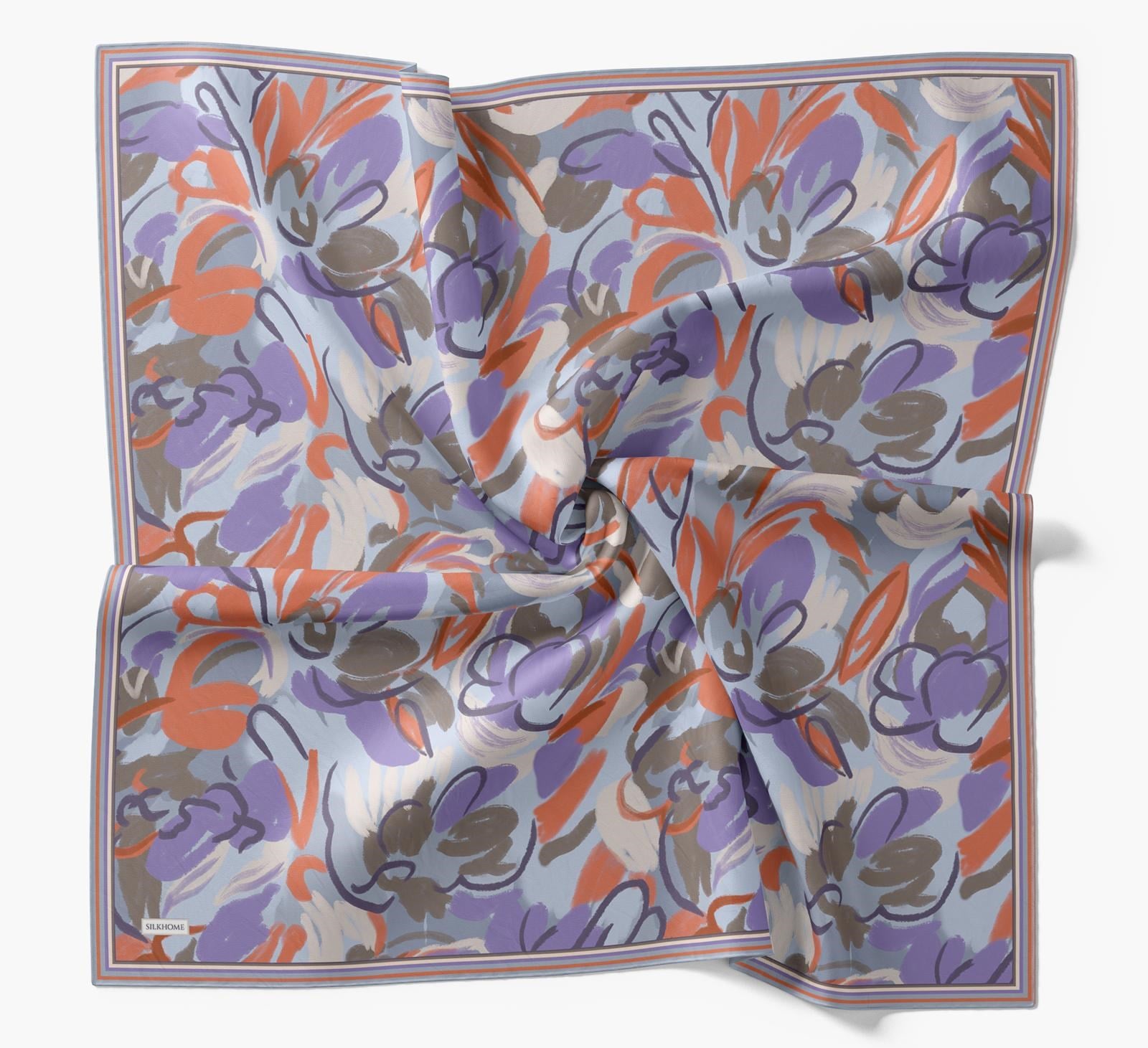 Silk Home Soft Eşarp Mor Soyut Desen