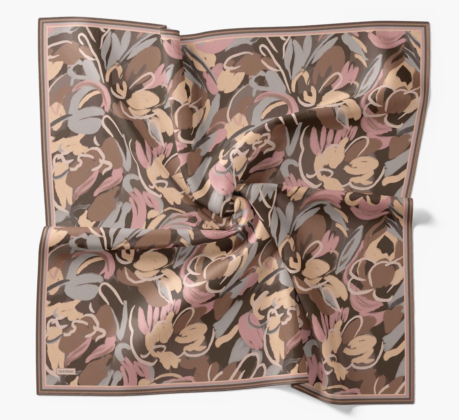Silk Home Soft Eşarp Soft Kahve Soyut Desen
