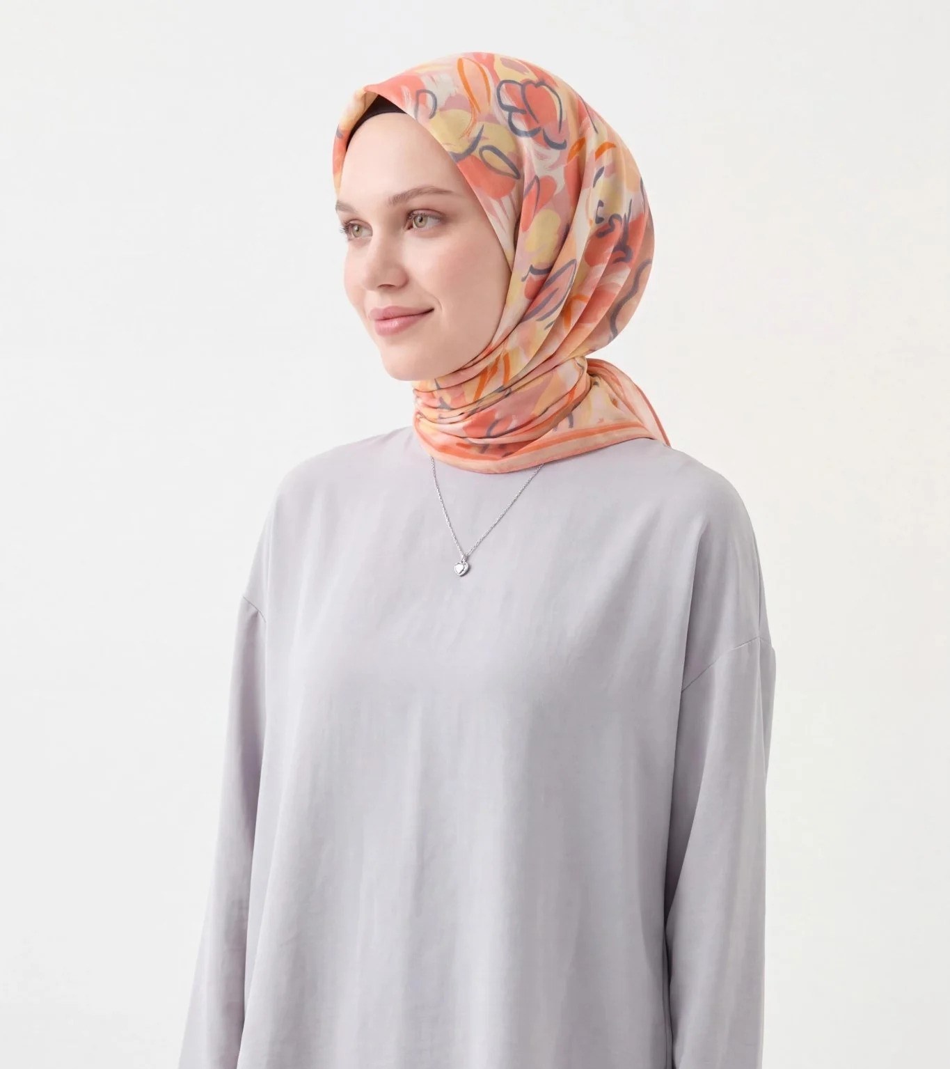 Silk Home Soft Eşarp Soyut Desenli Pudra Yavruağzı