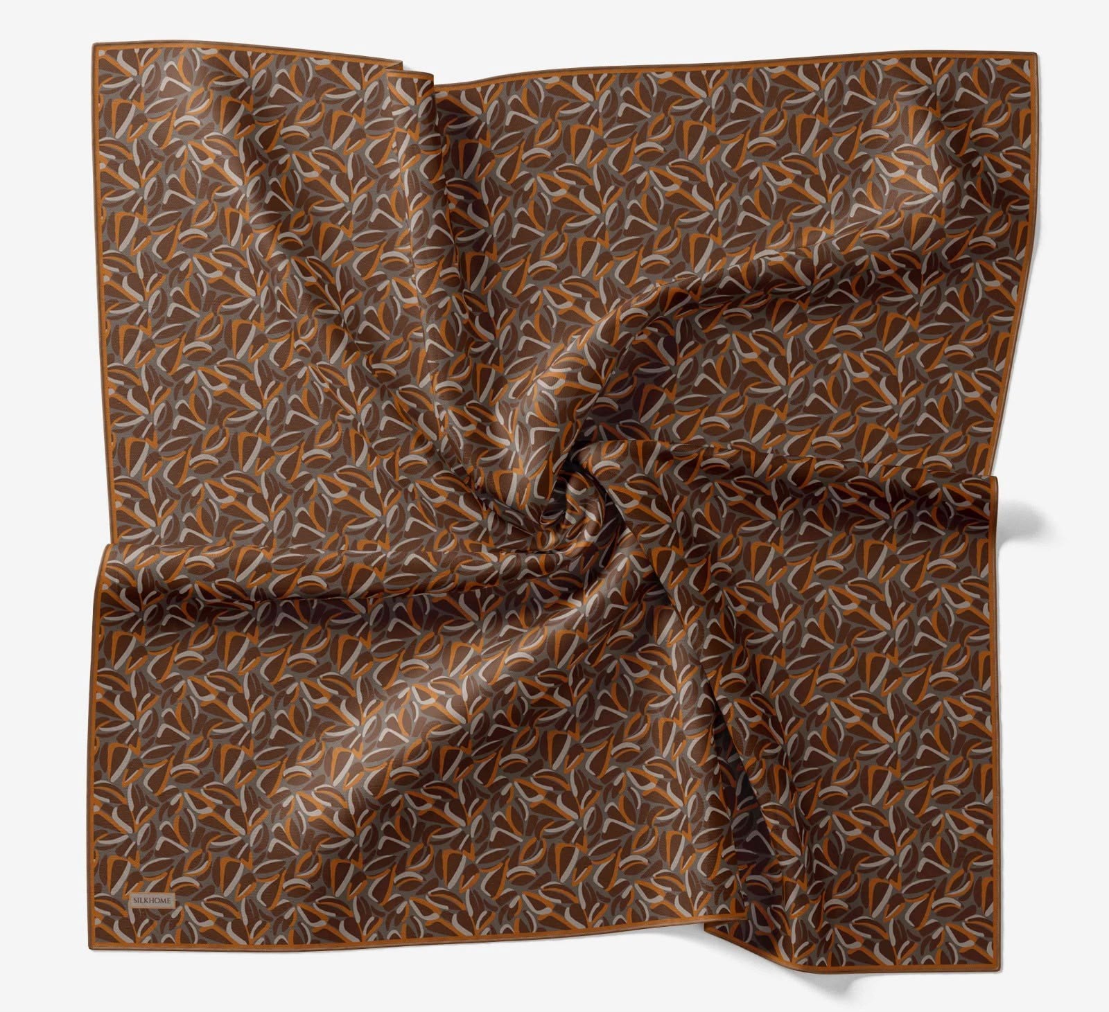 Silk Home Soft Eşarp Taba Turuncu  Geometrik Desen