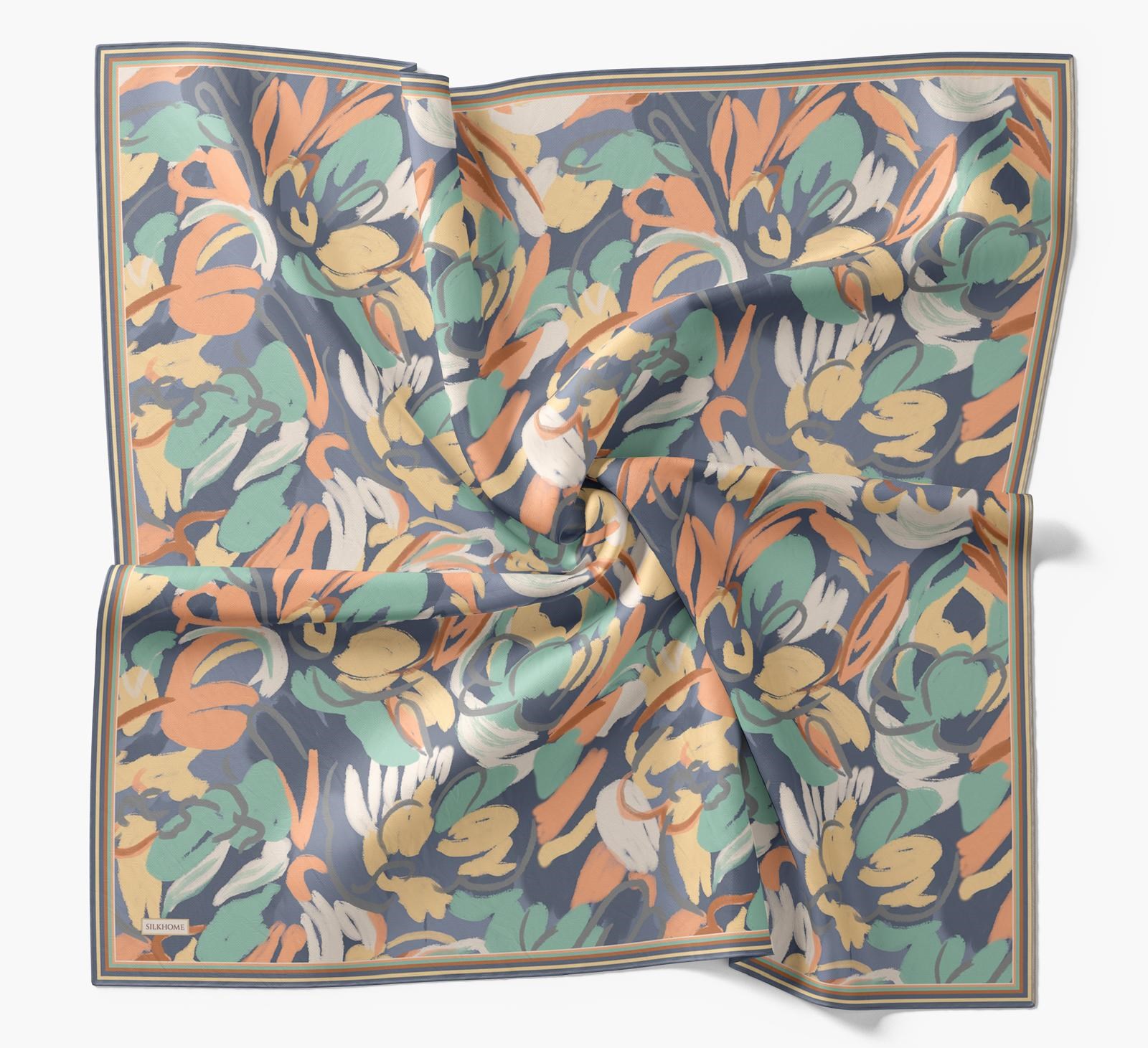 Silk Home Soft Eşarp Turkuaz Soyut Desen