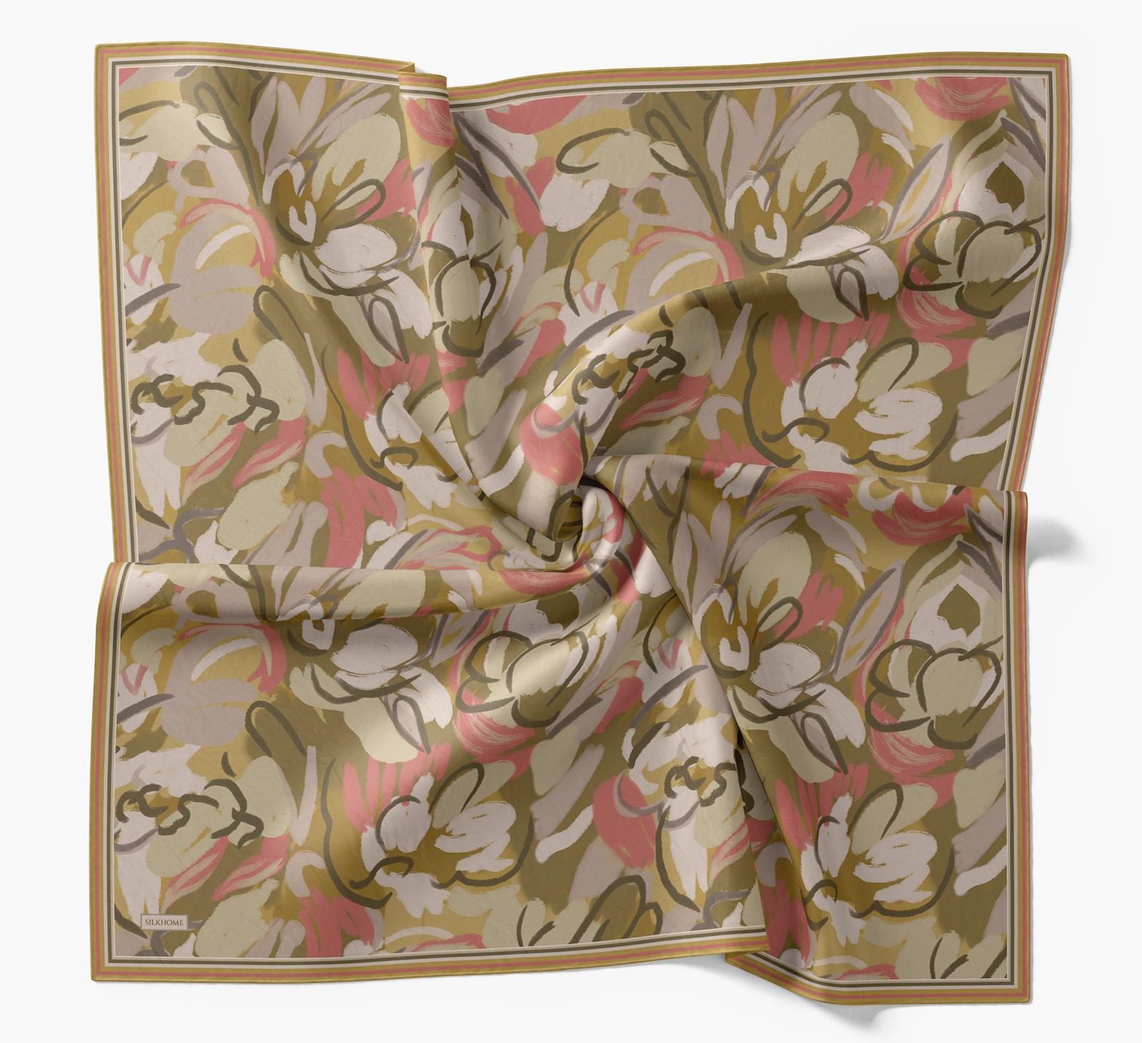 Silk Home Soft Eşarp Yağ Yeşili Soyut Desen