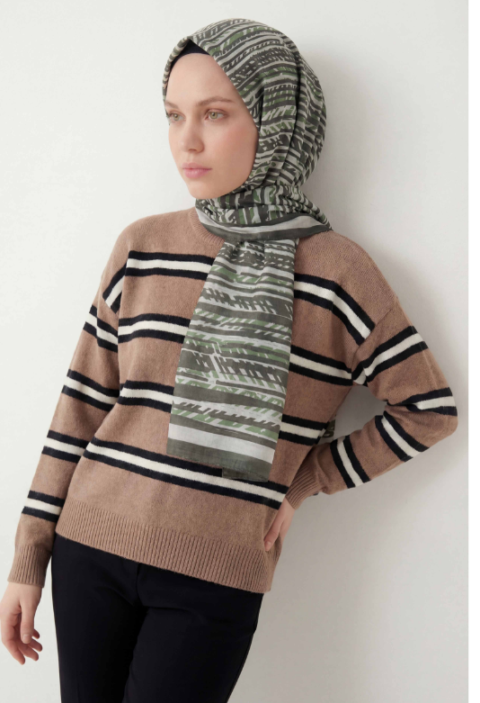 Silk Home Soft Şal IST 481001-13 Yeşil Şerit Desen