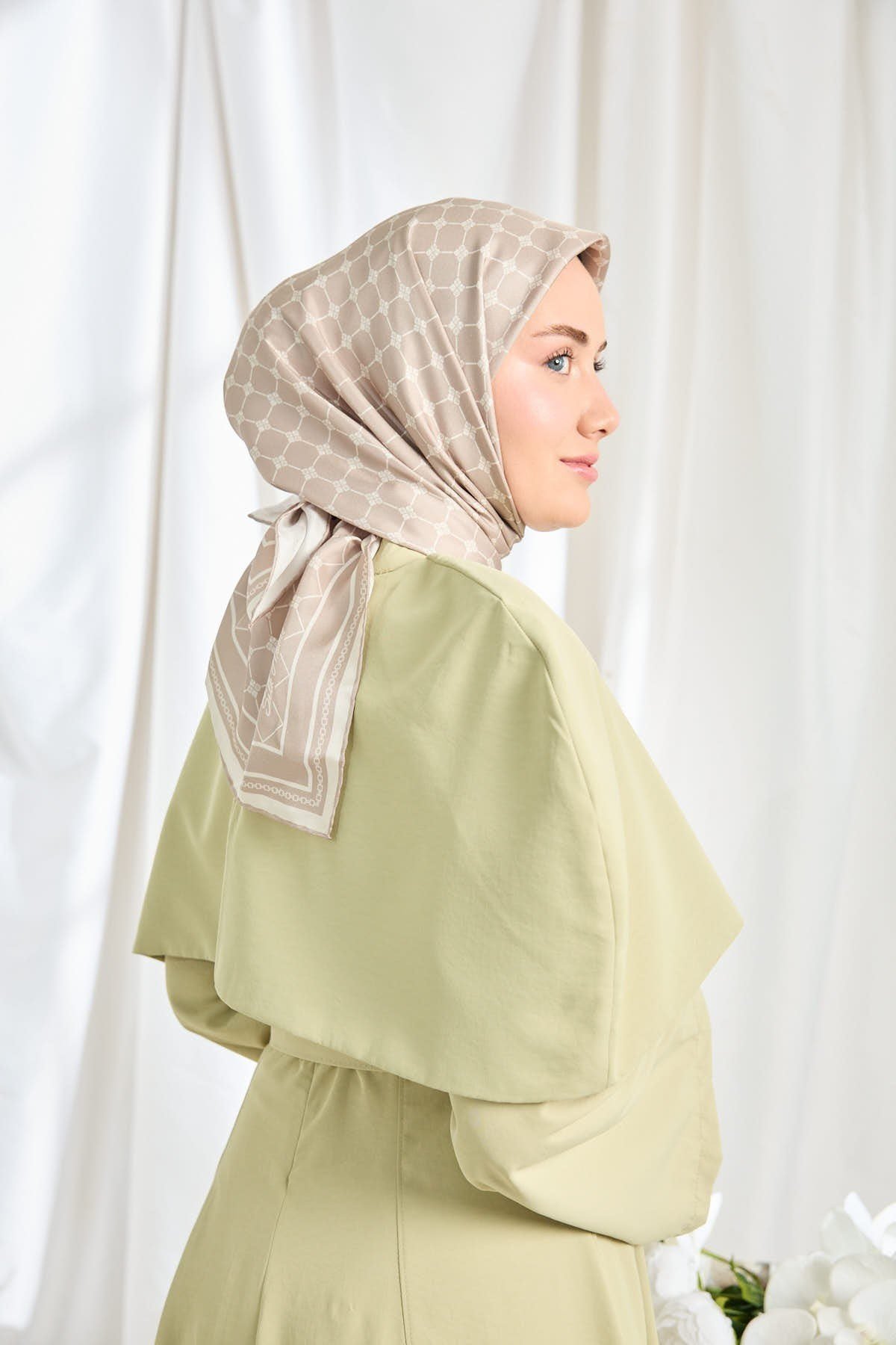 Silk Home Tiviil İpek Eşarp Monogram Bej