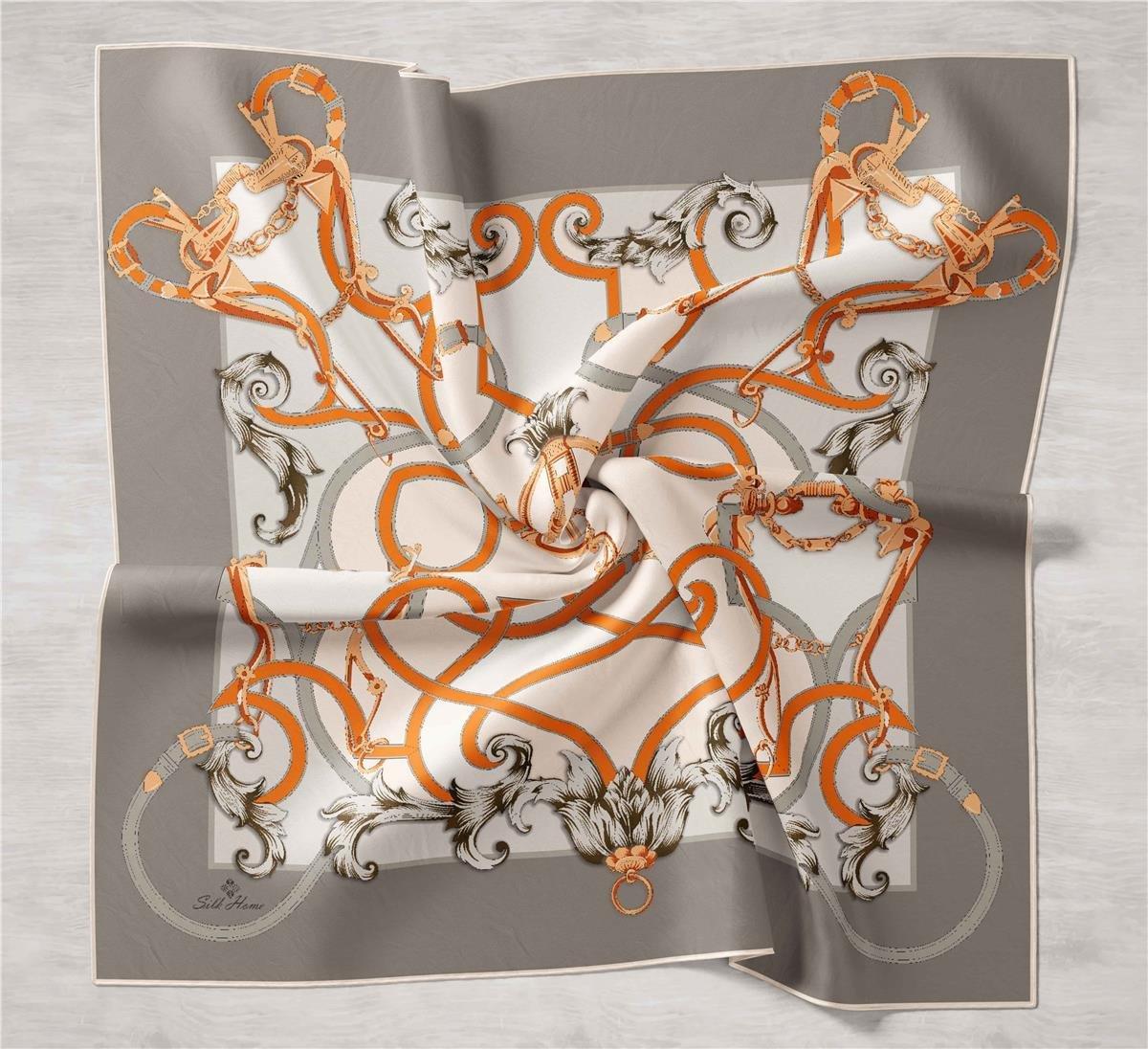 Silk Home Tivil İpek Eşarp 11436-04 Gri Karışık Desen